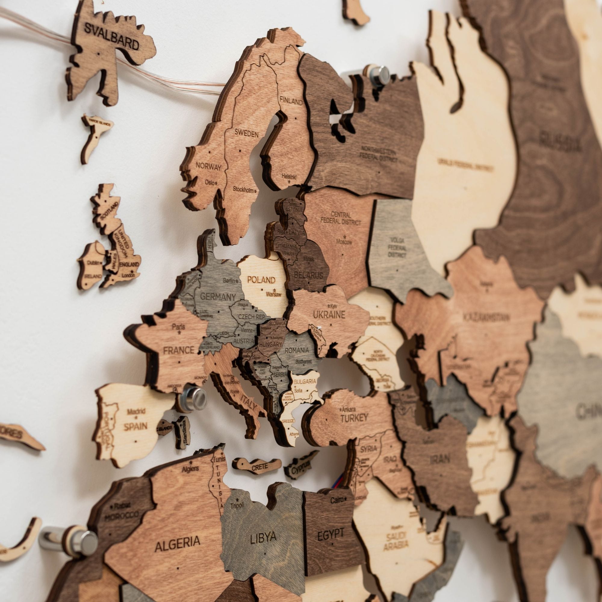 wooden map wall art