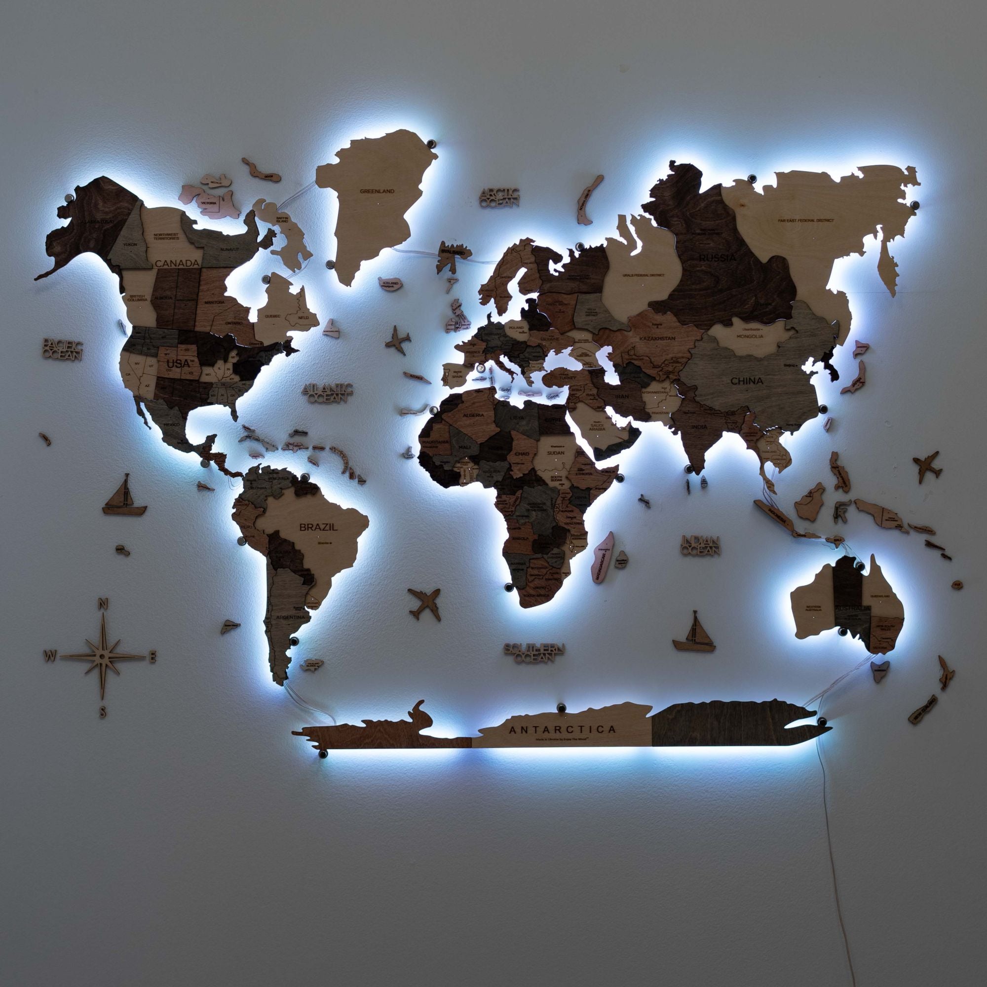 world map wooden