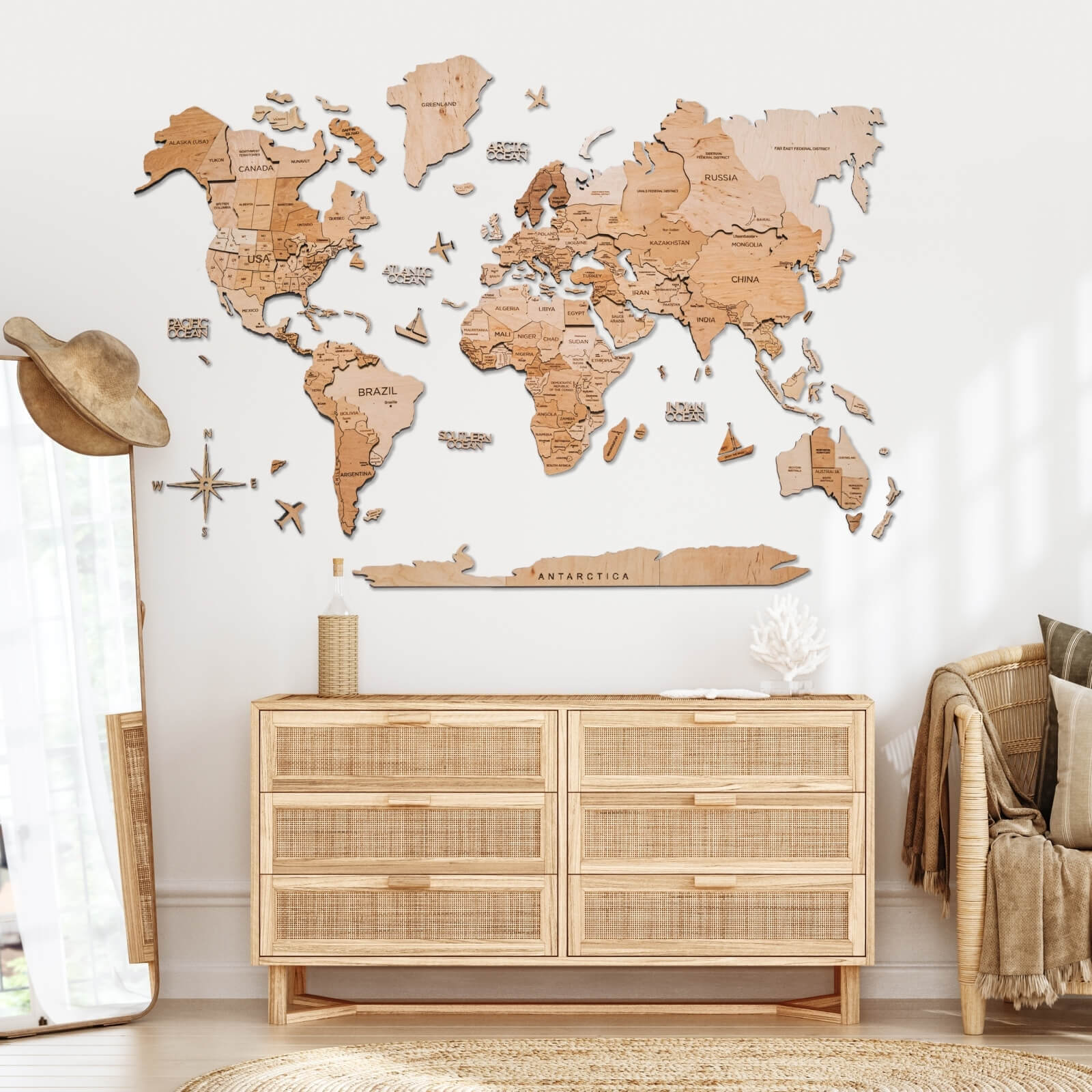 wooden 3d world map puzzle