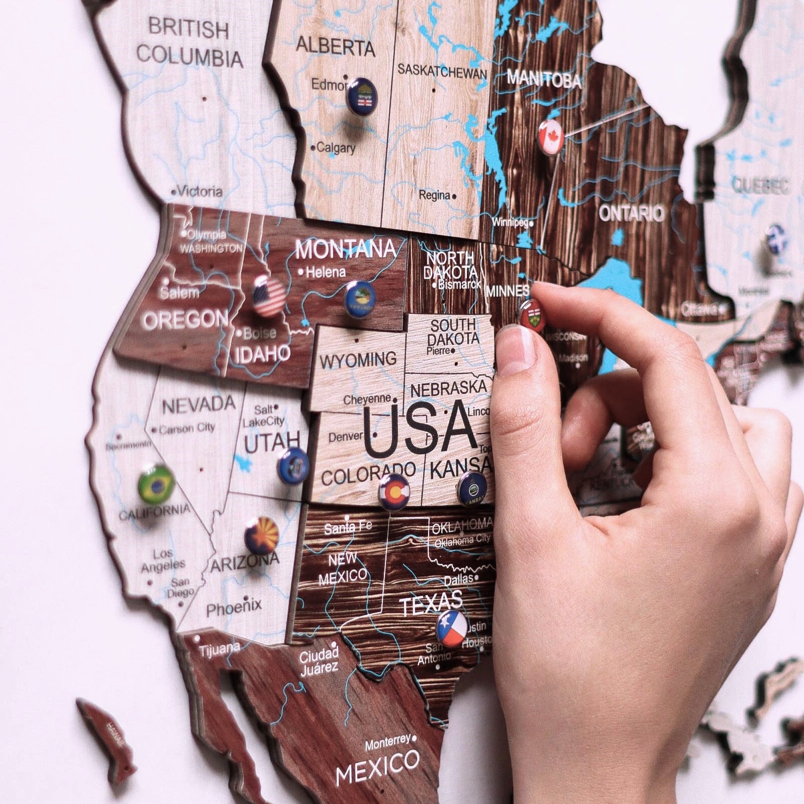 colorful wooden wall map