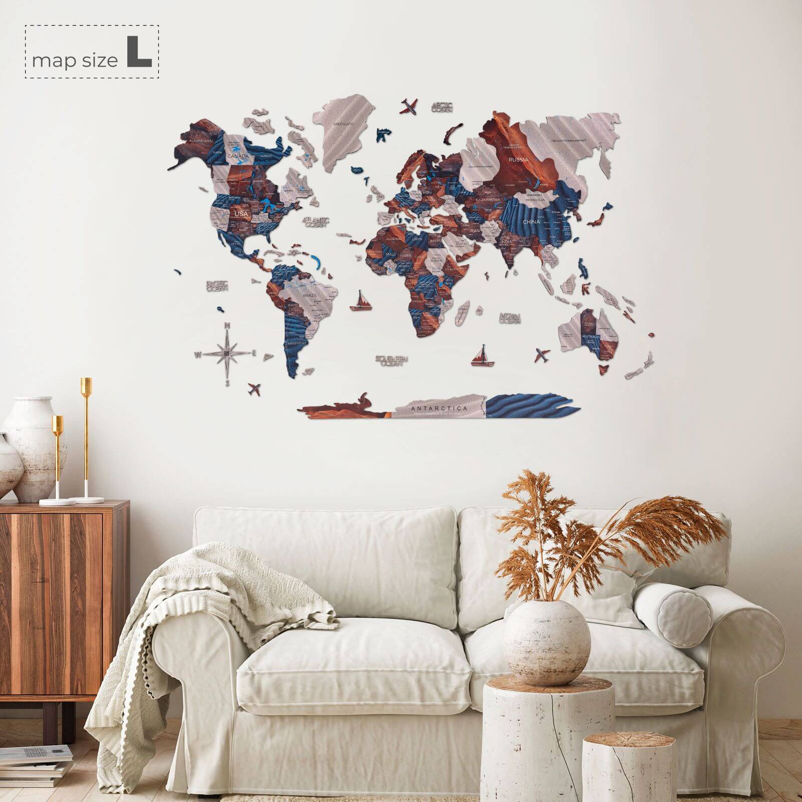 3D Wooden World Map Dune → Enjoy The Wood ‣ Order Now
