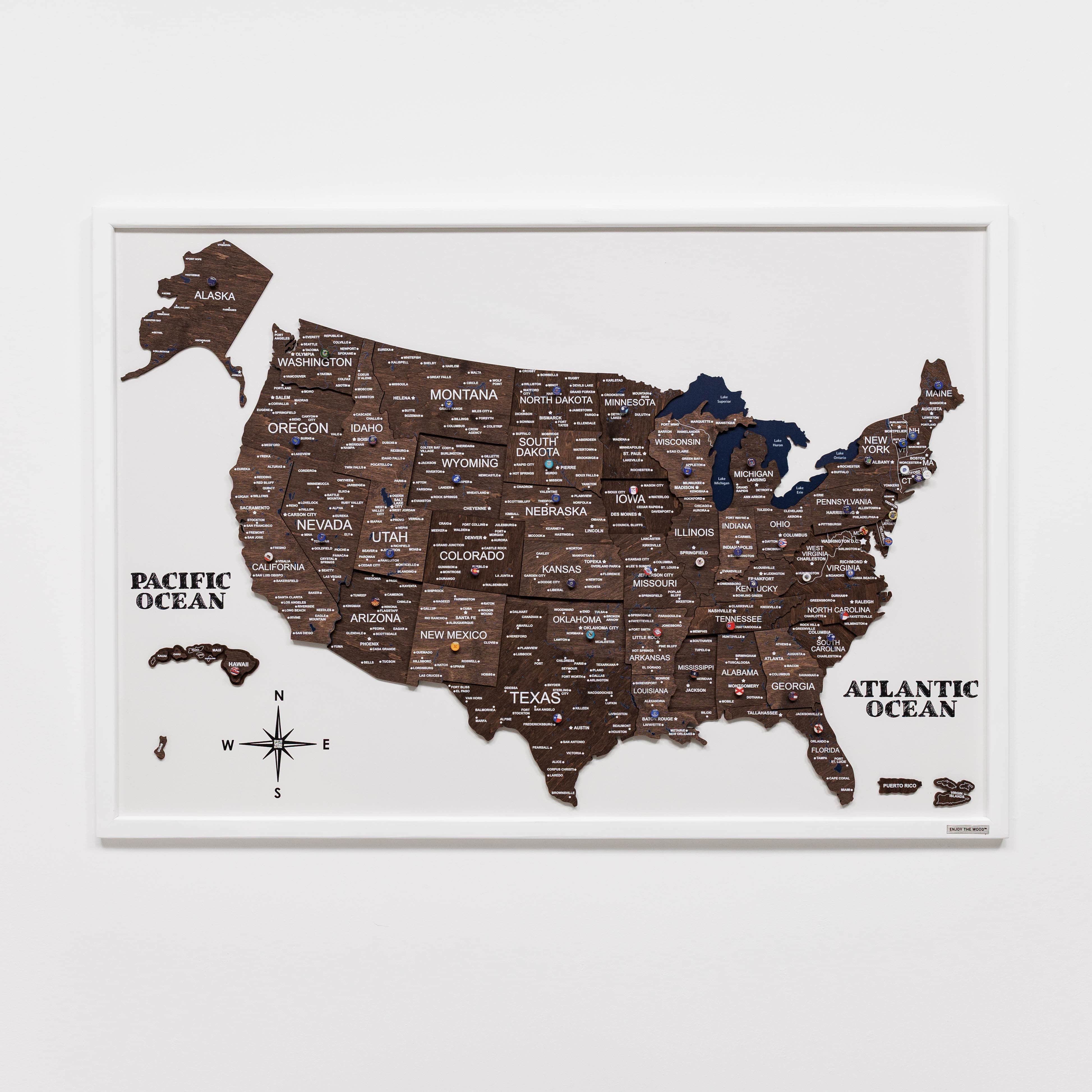 wooden map wall decor