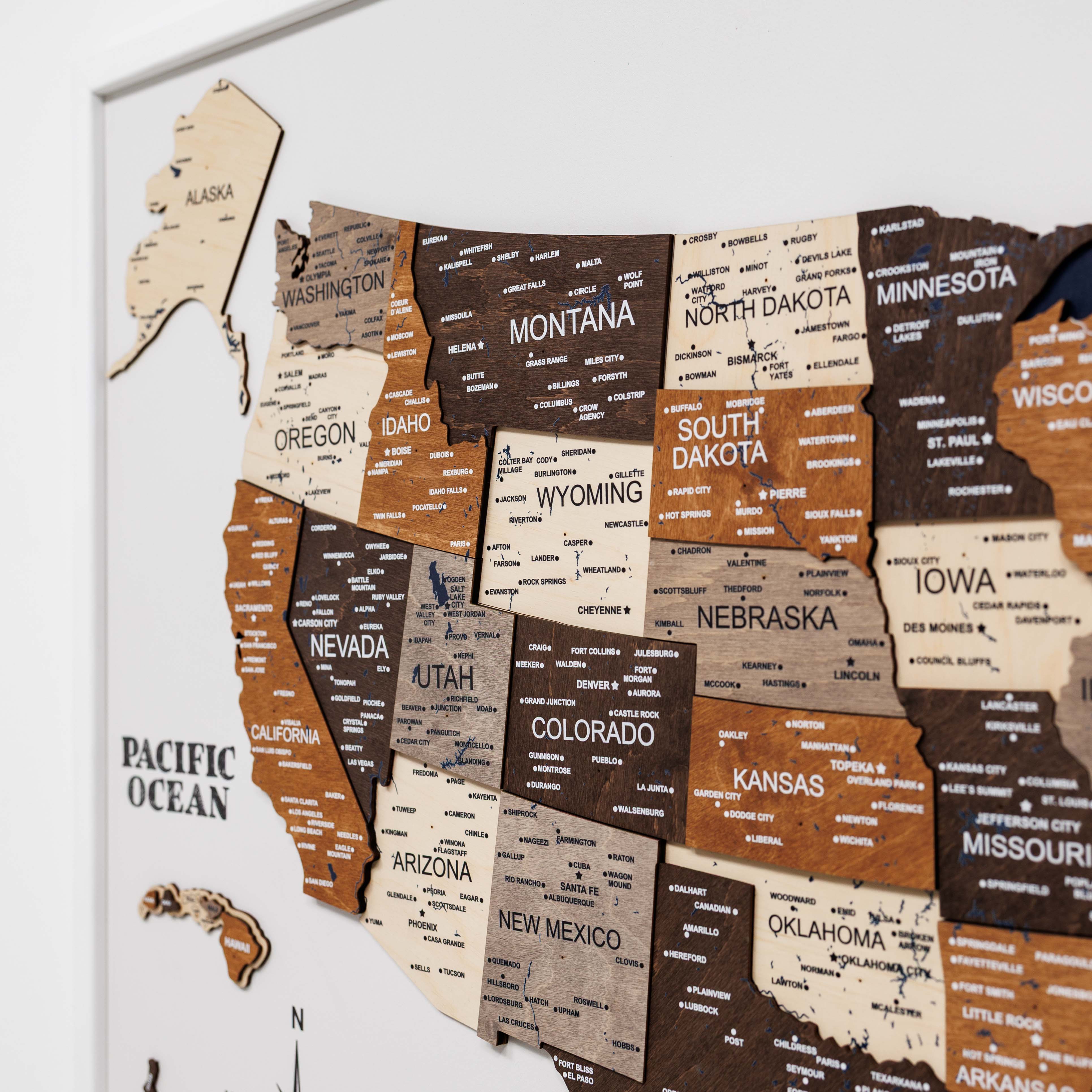 3d wood usa map wall hanging