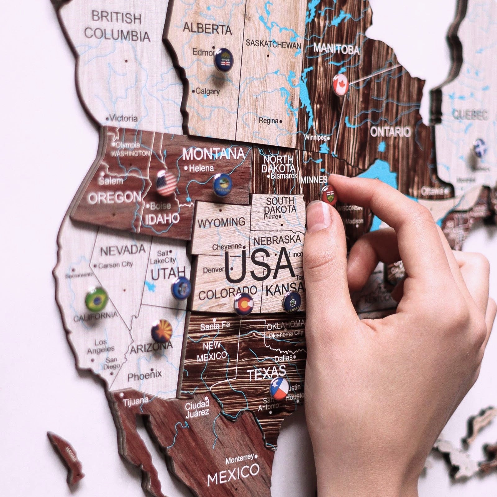 colorful us map with pins