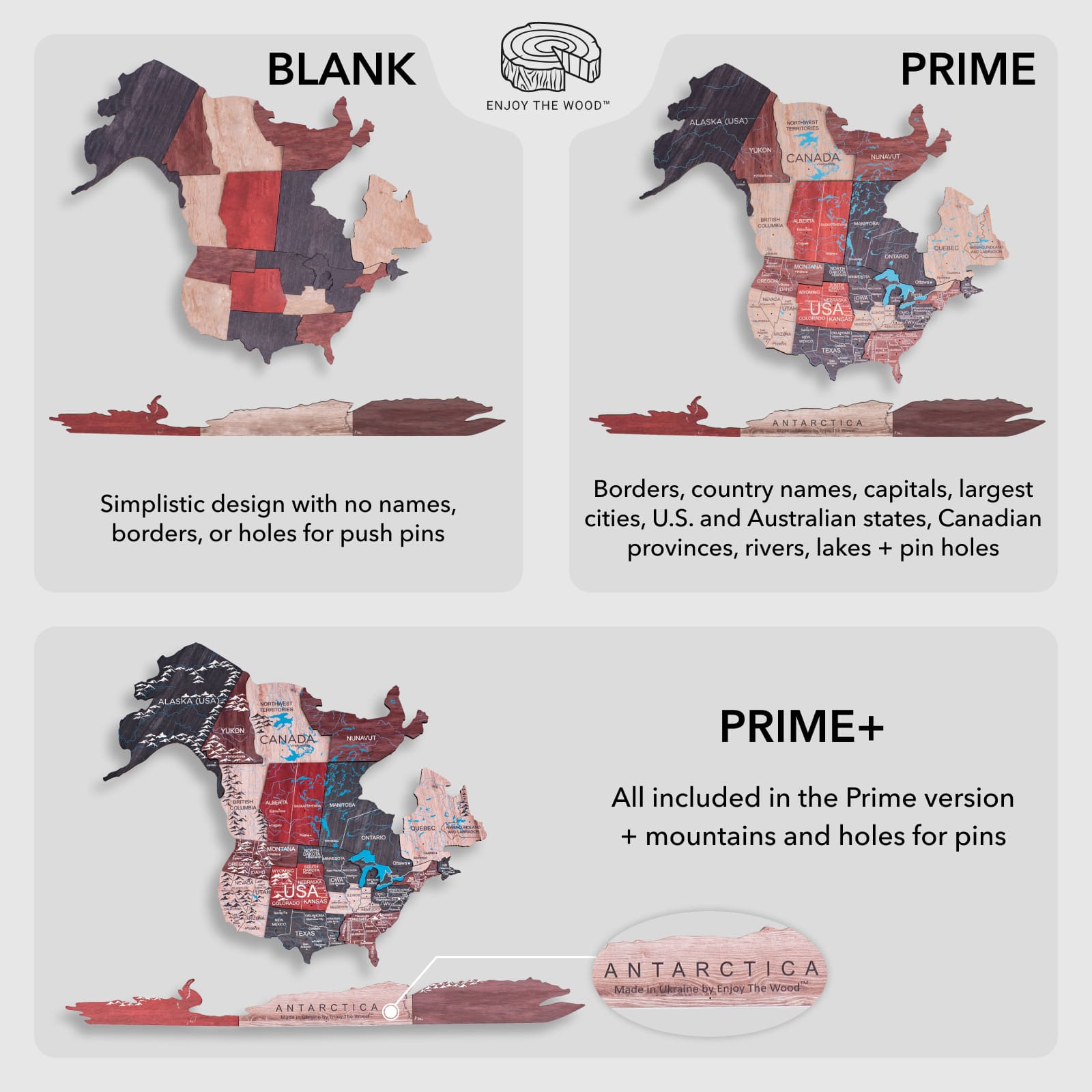 3D Wooden World Map Cliff options