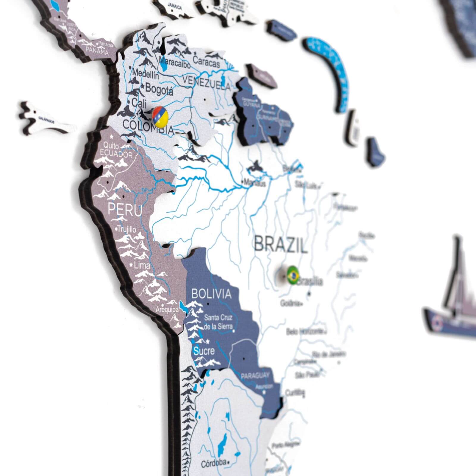 world map of south america