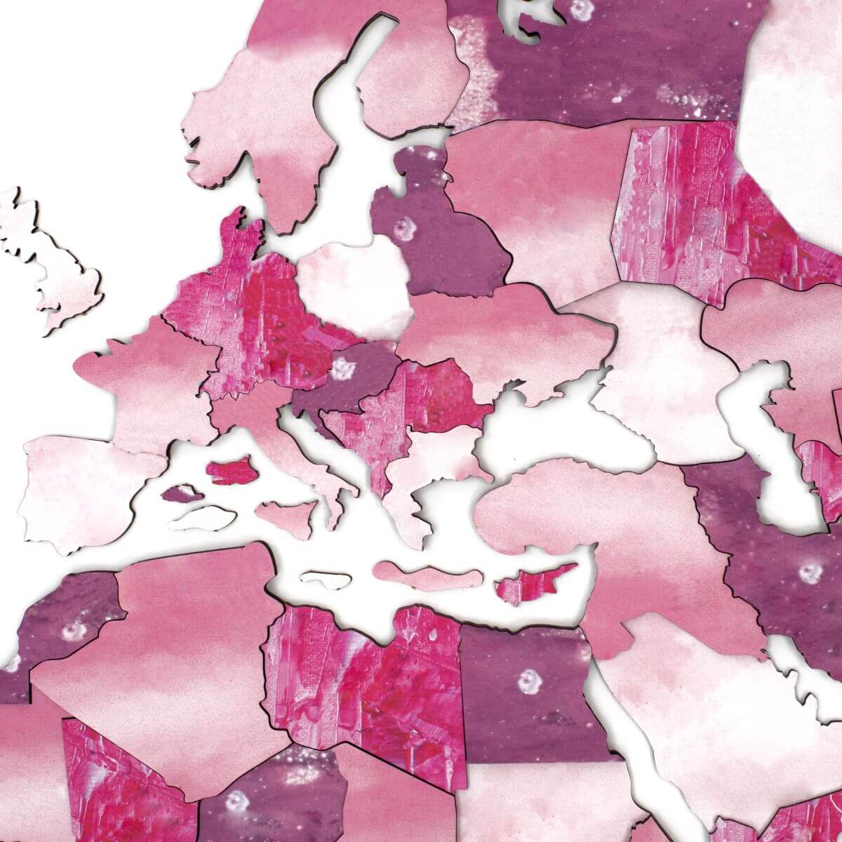pink map of world