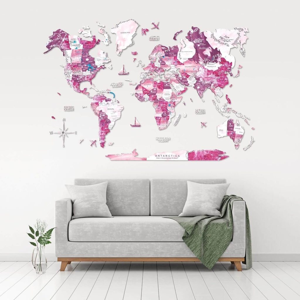 3D Wooden World Map Dream