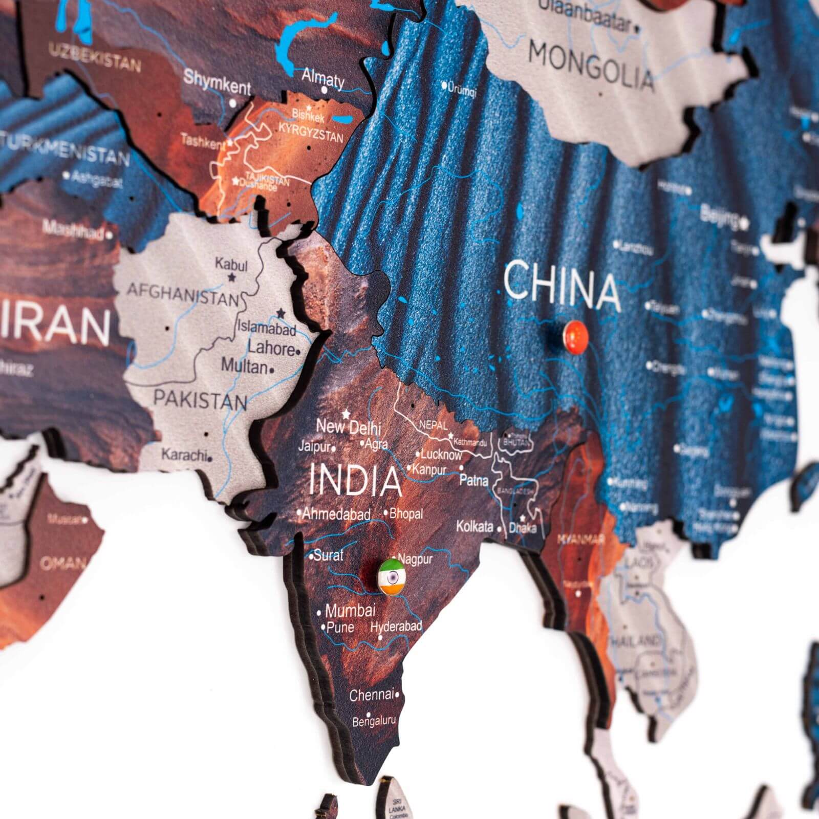 china map on world map