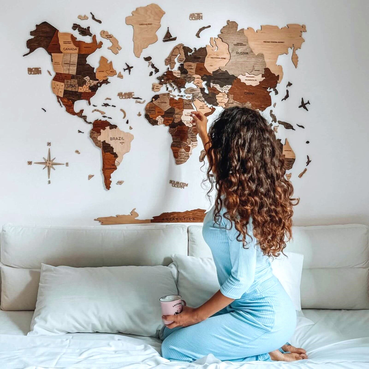 3D Wooden World Map Multicolor (US Only) ‣ Enjoy The Wood