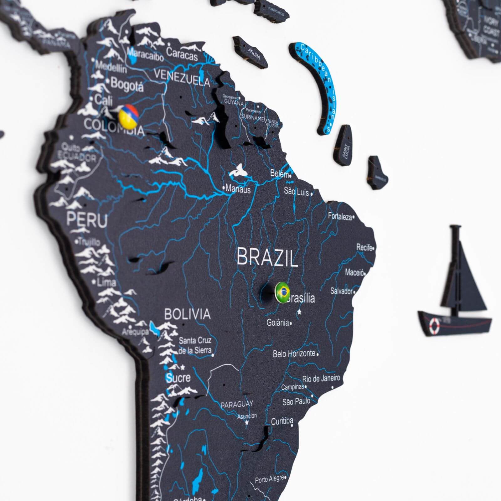 black world map wall art