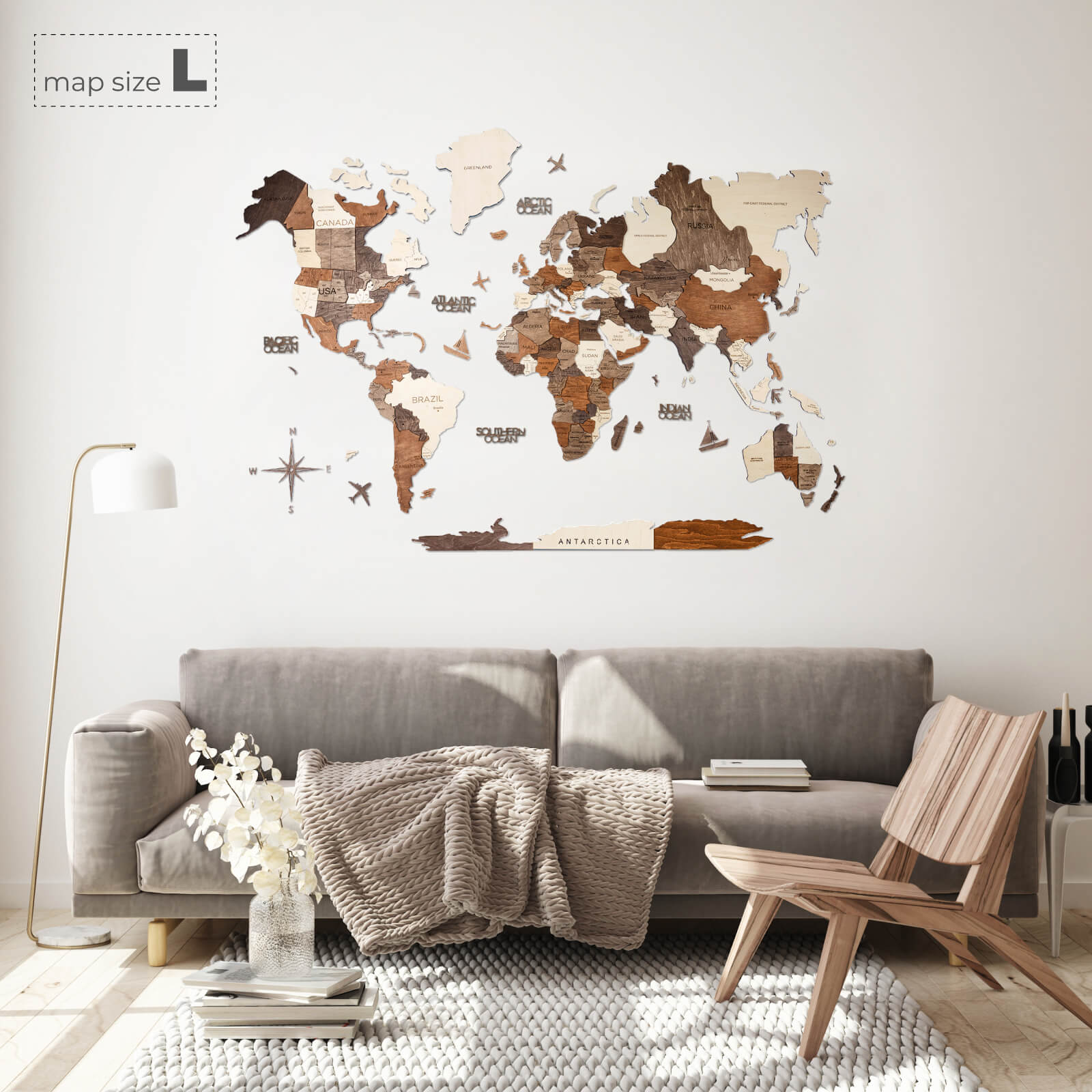 Home Decor 3D Wood World Map - Wall Decor World Map for Travel Lover - 3D Wood World Map Wall Art for Home & Kitchen or Office - Unique Gift Idea