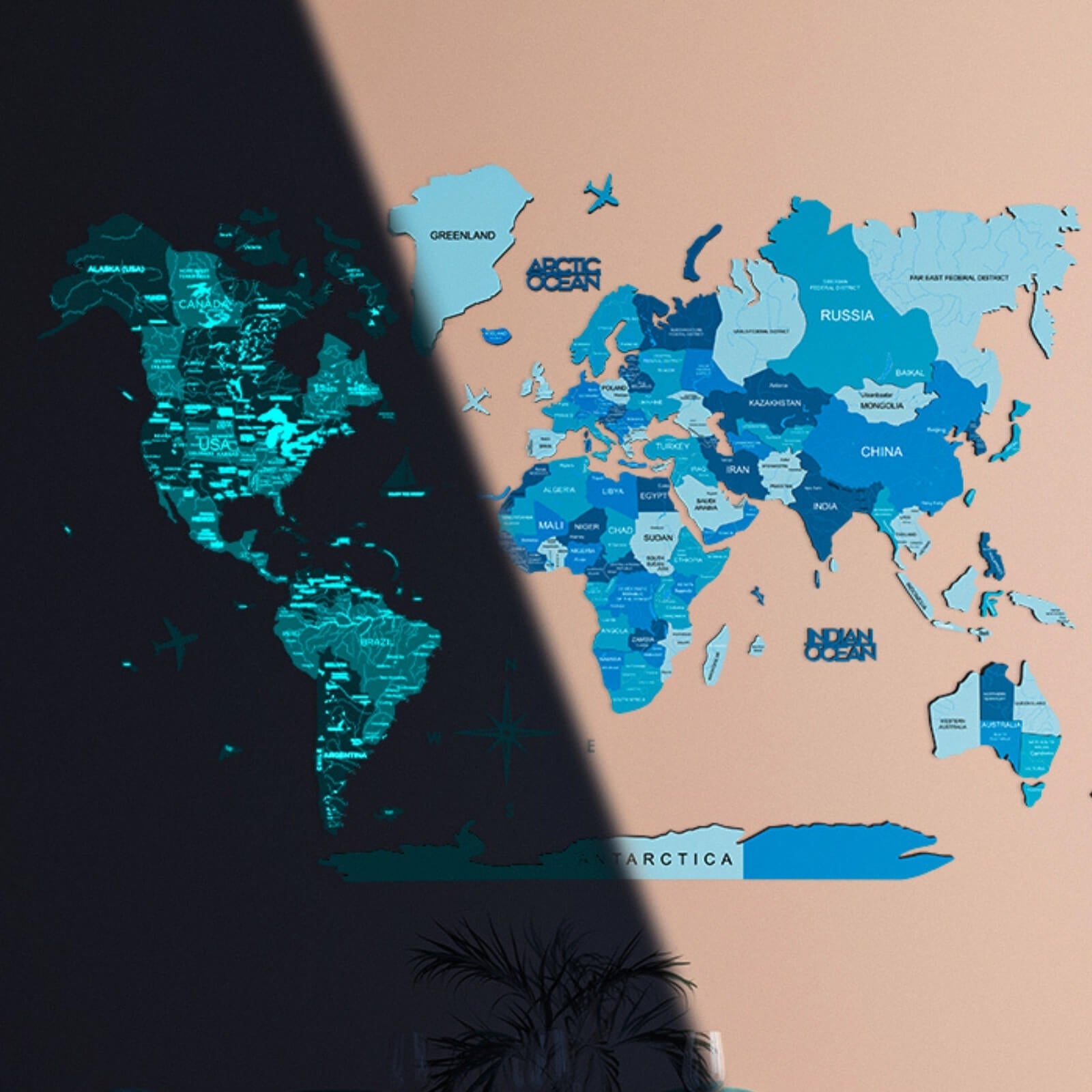 lighted world maps