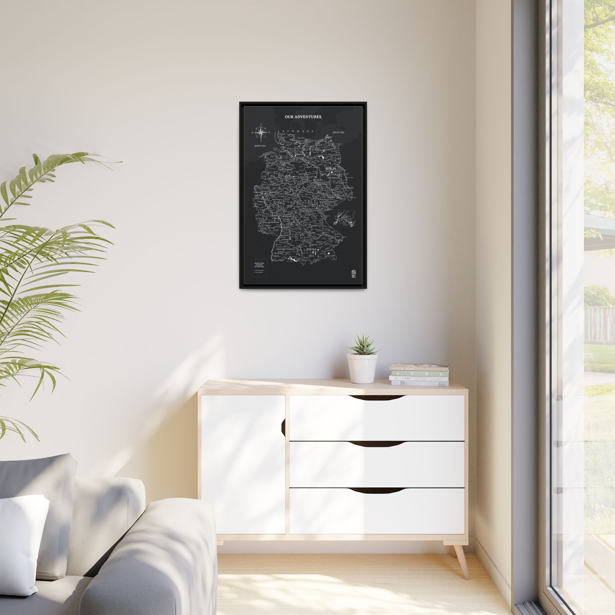 Wooden Canvas Germany Map - Black