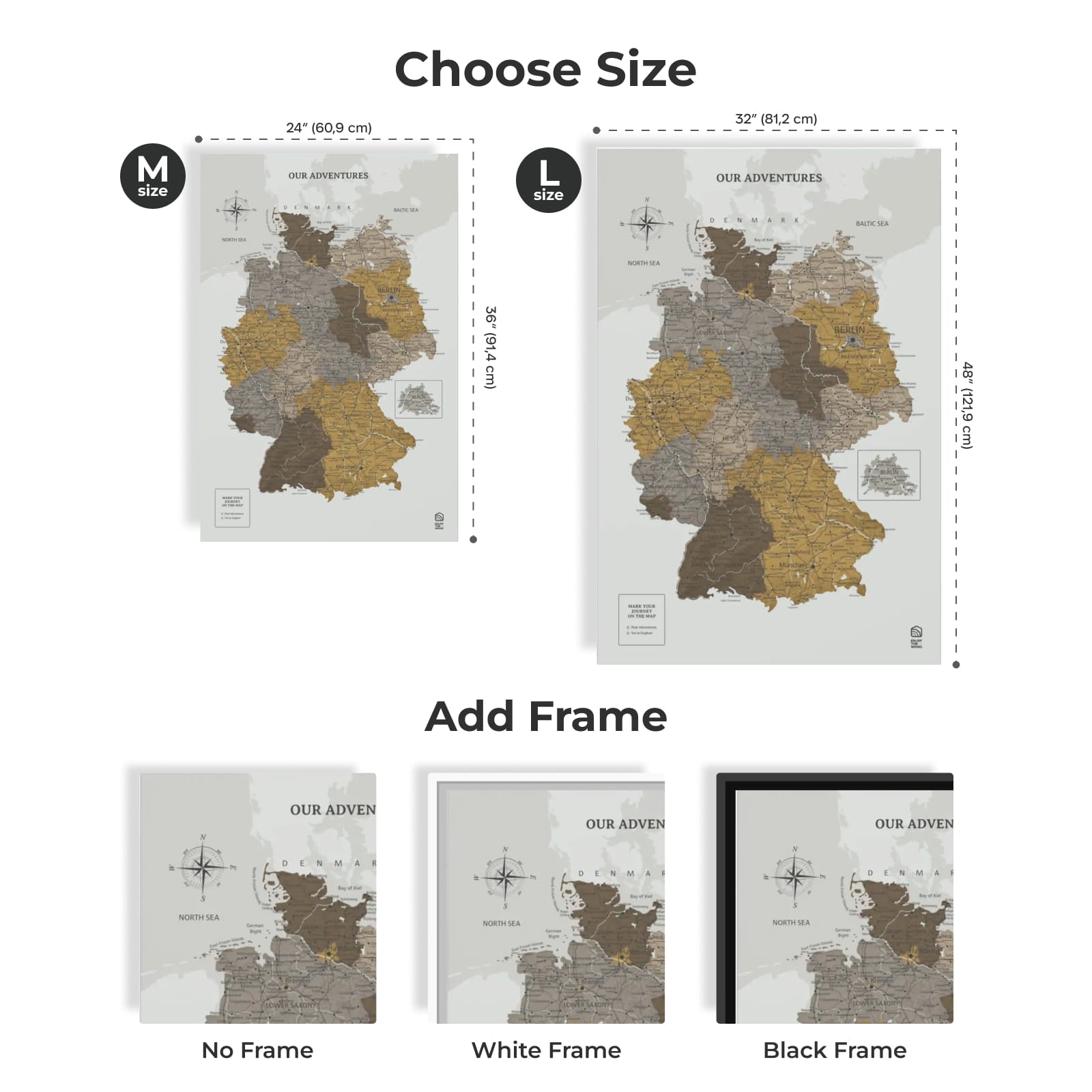 Wooden Canvas Germany Map - Desert by Enjoy The Wood 