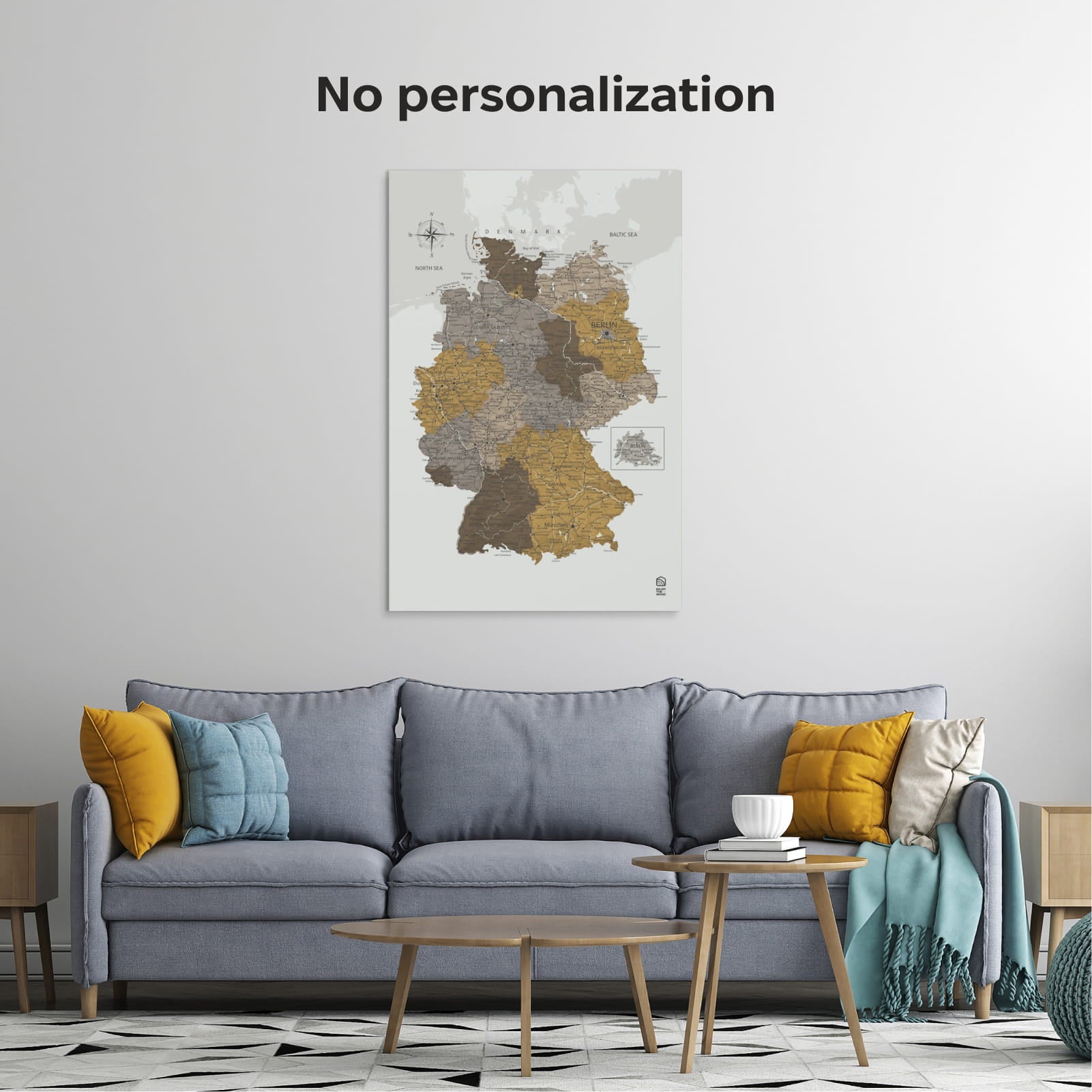 Wooden Canvas Germany Map - Desert by Enjoy The Wood 