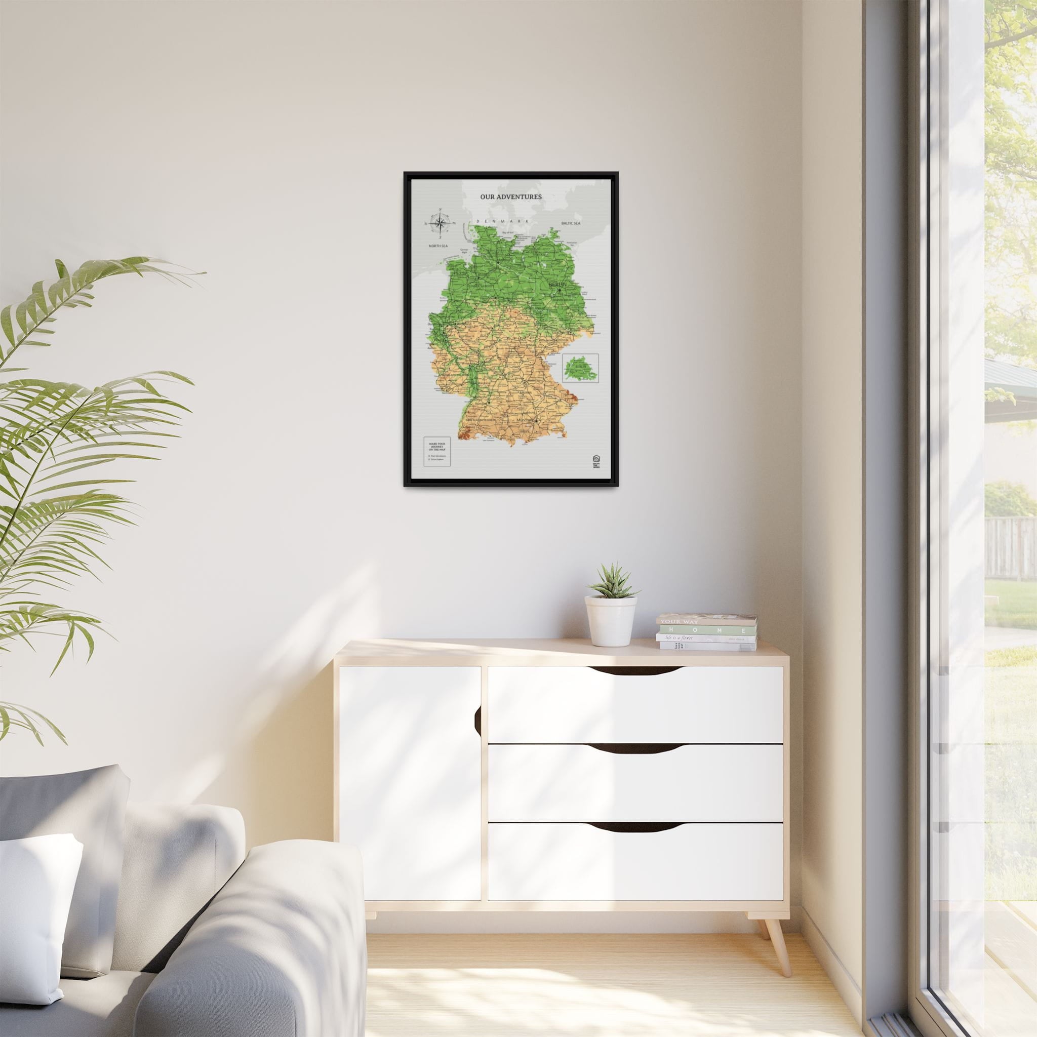 Wooden Canvas Germany Map - Physical