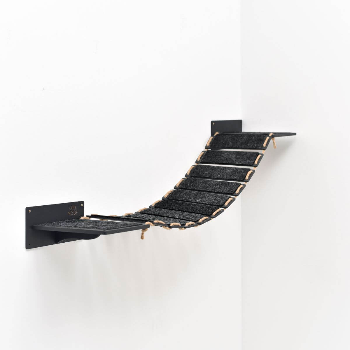 wall cat walk black covered with black felt made from wood