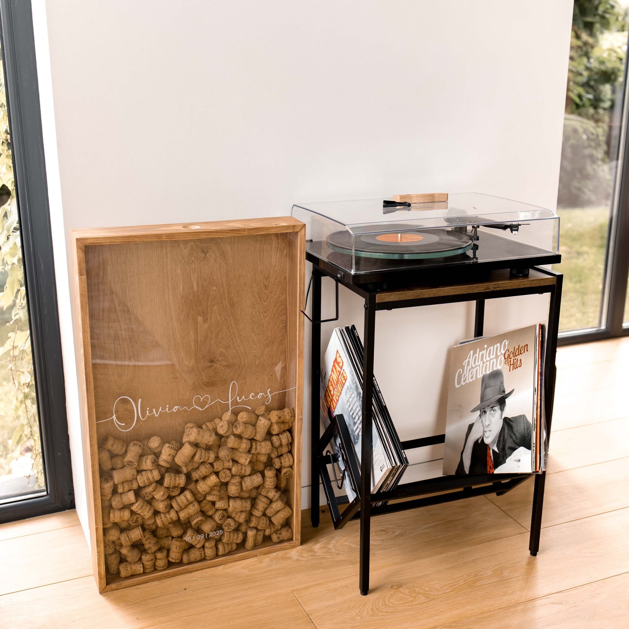 A personalized wooden wine cork