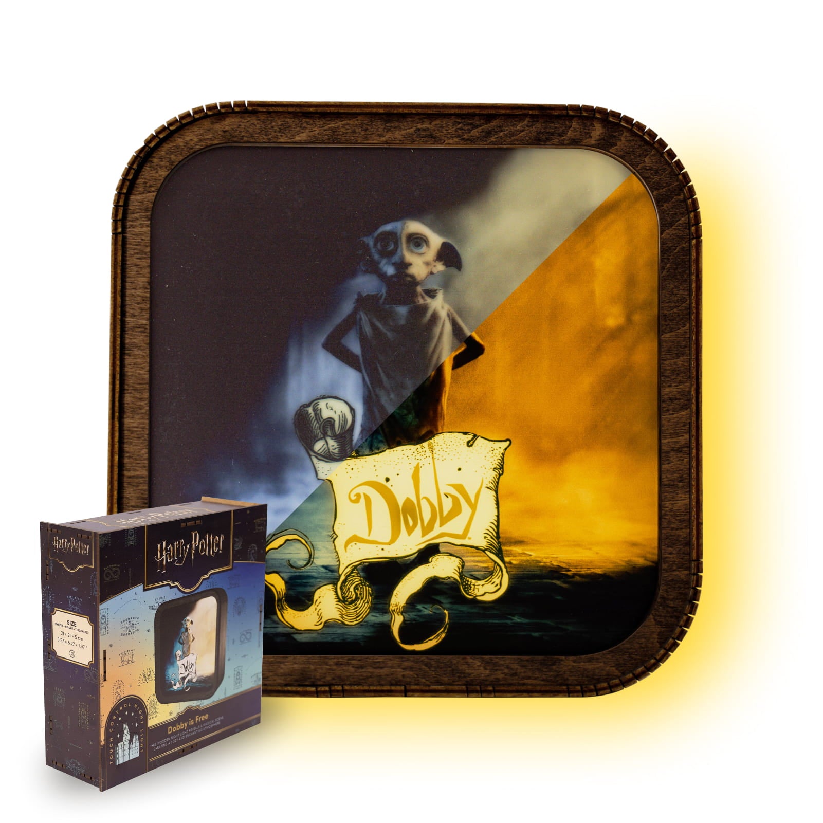 Lámpara de noche de madera y acrílico de Harry Potter - Dobby es gratis