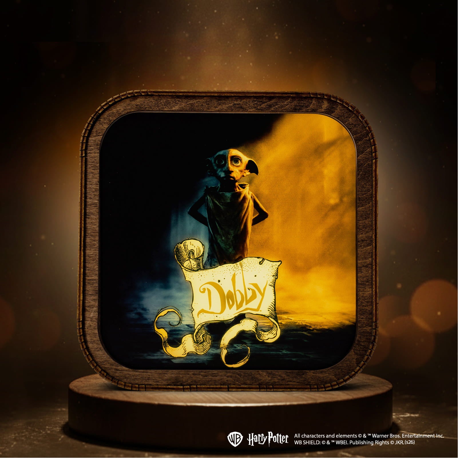 Lámpara de noche de madera y acrílico de Harry Potter - Dobby es gratis