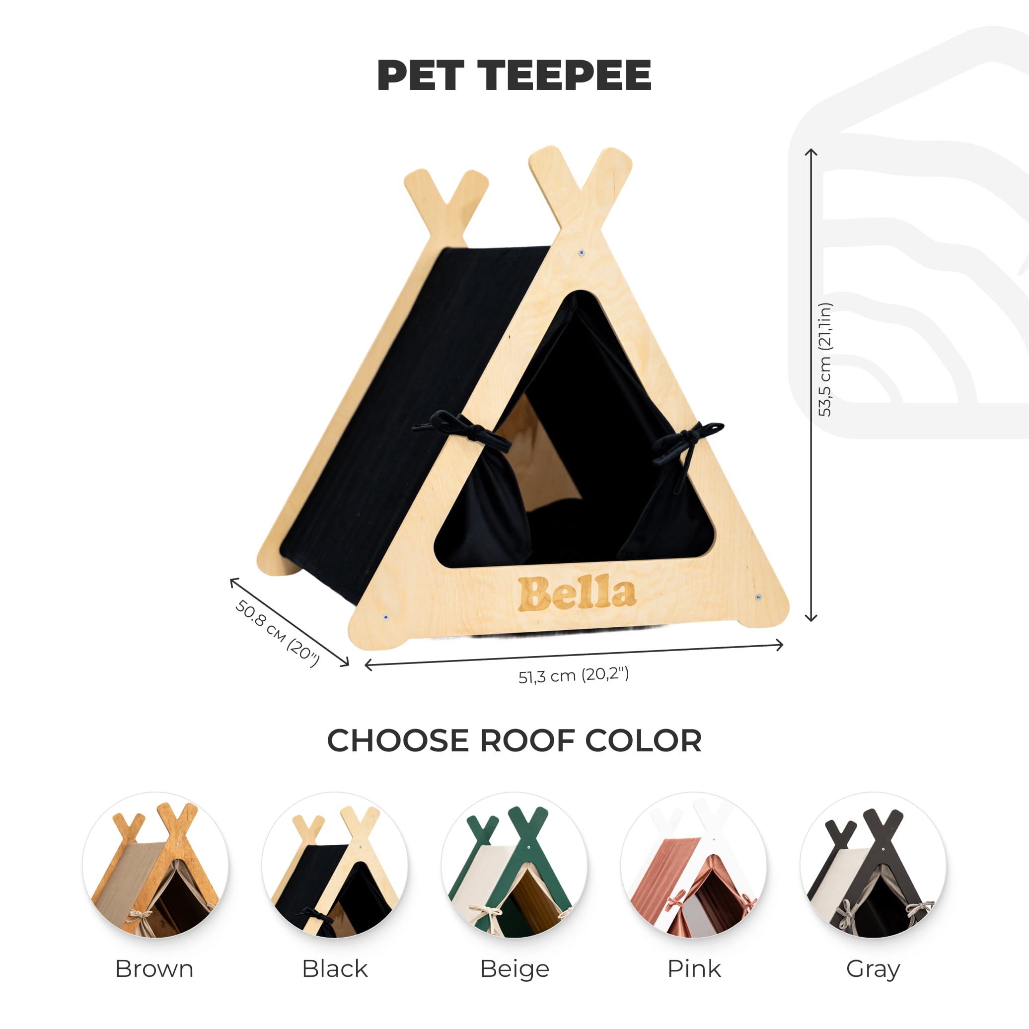 Niche pour chien en bois style cabine-Noir