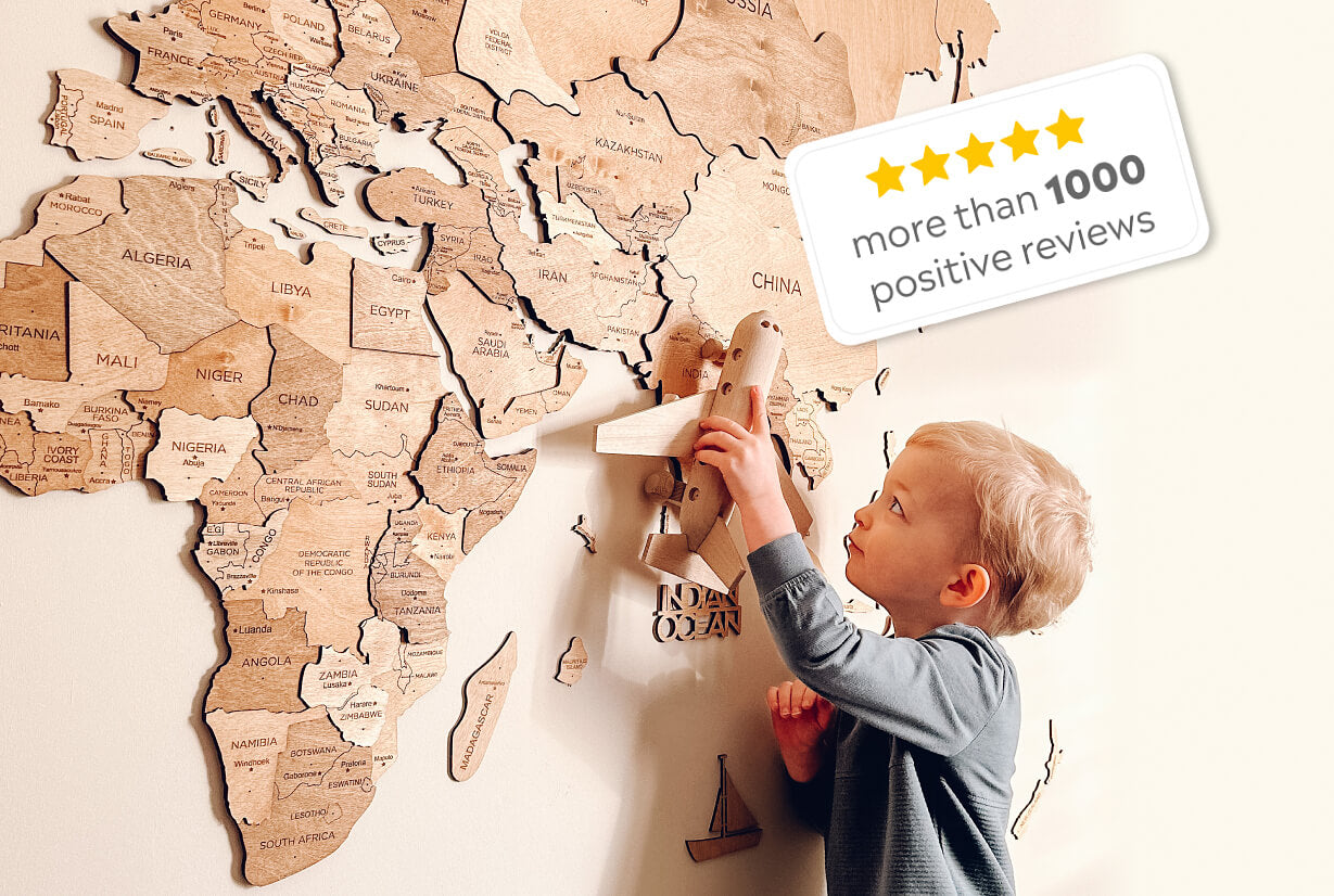 3D Wood World Map オークカラー 壁掛け木製世界地図【翌日出荷