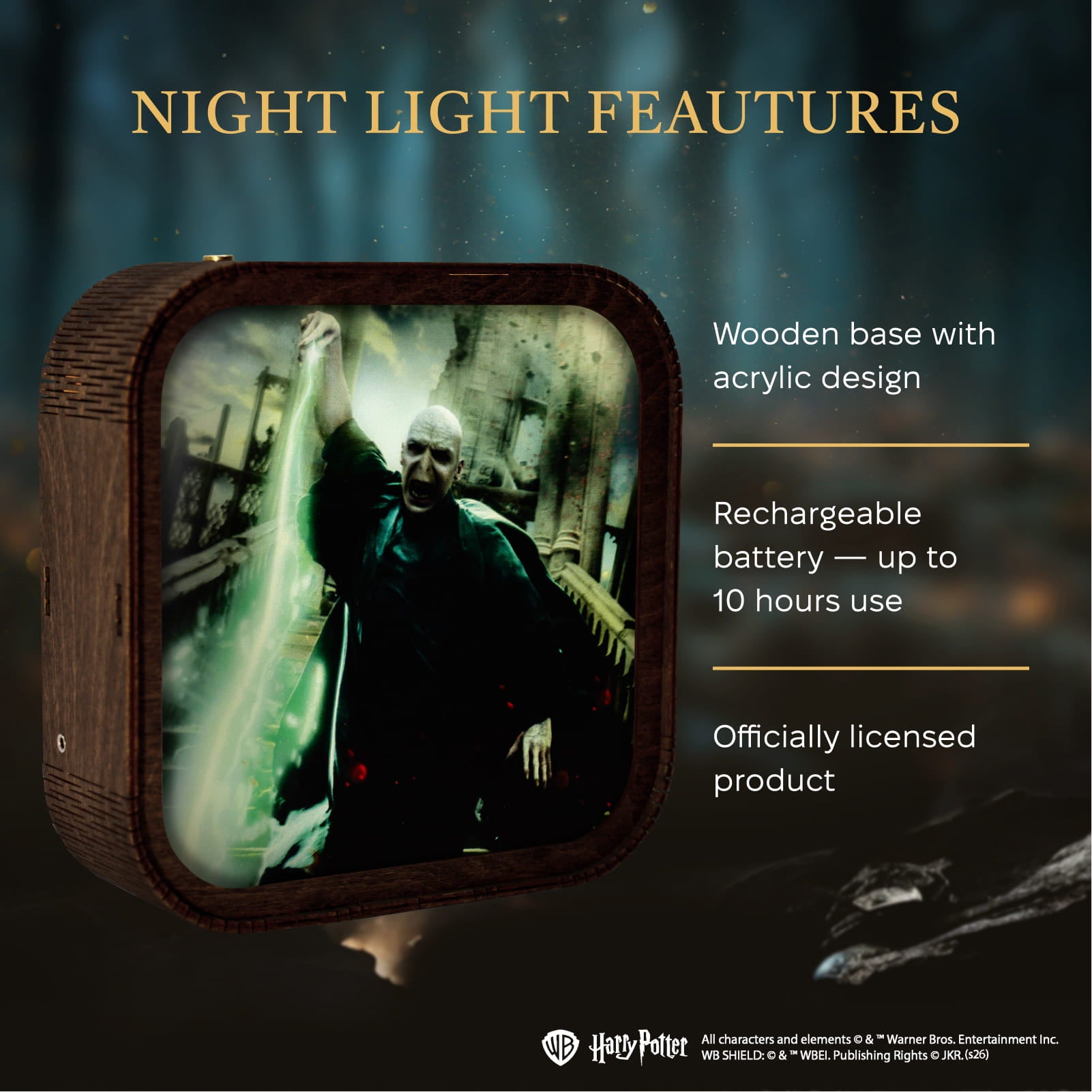 Wooden Acrylic Harry Potter Night Light - Forbidden Spell