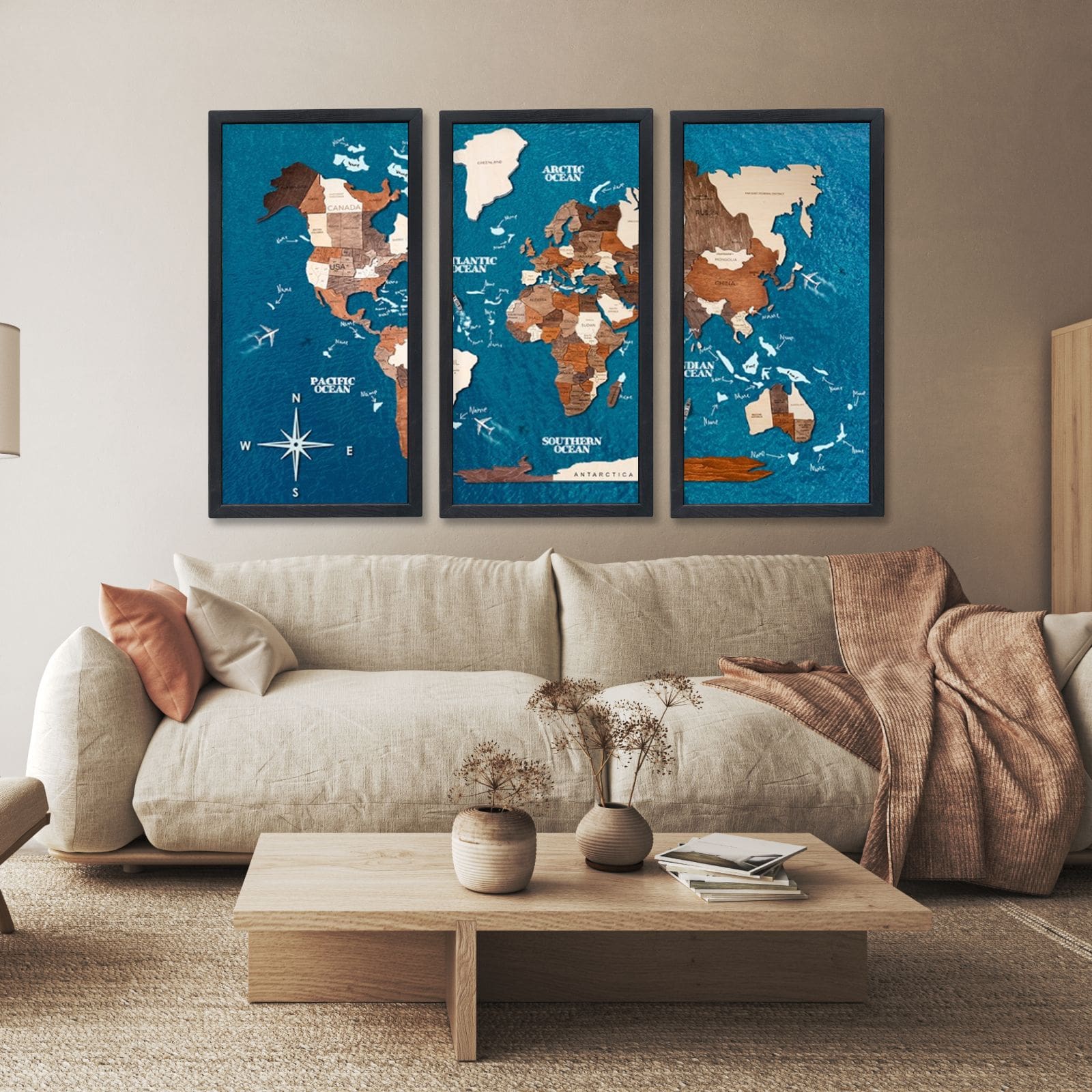 triptych map on board