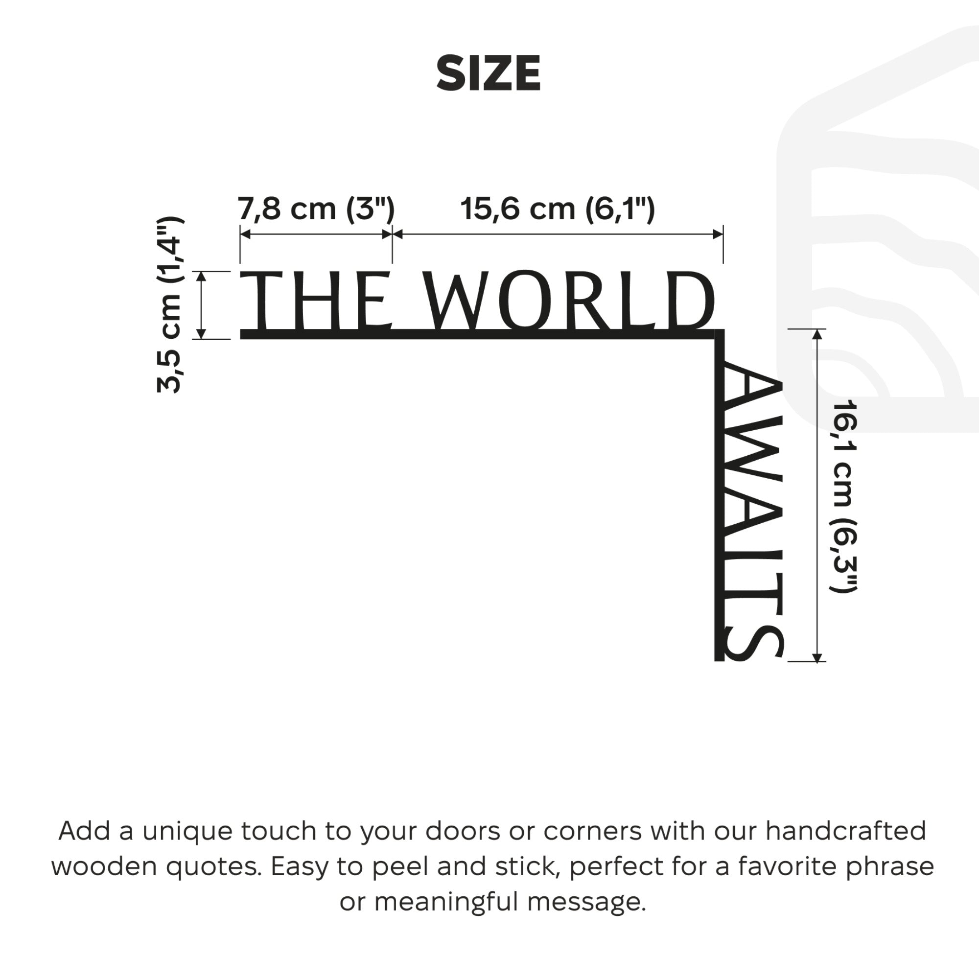 Wooden Corner Quote – The World Awaits