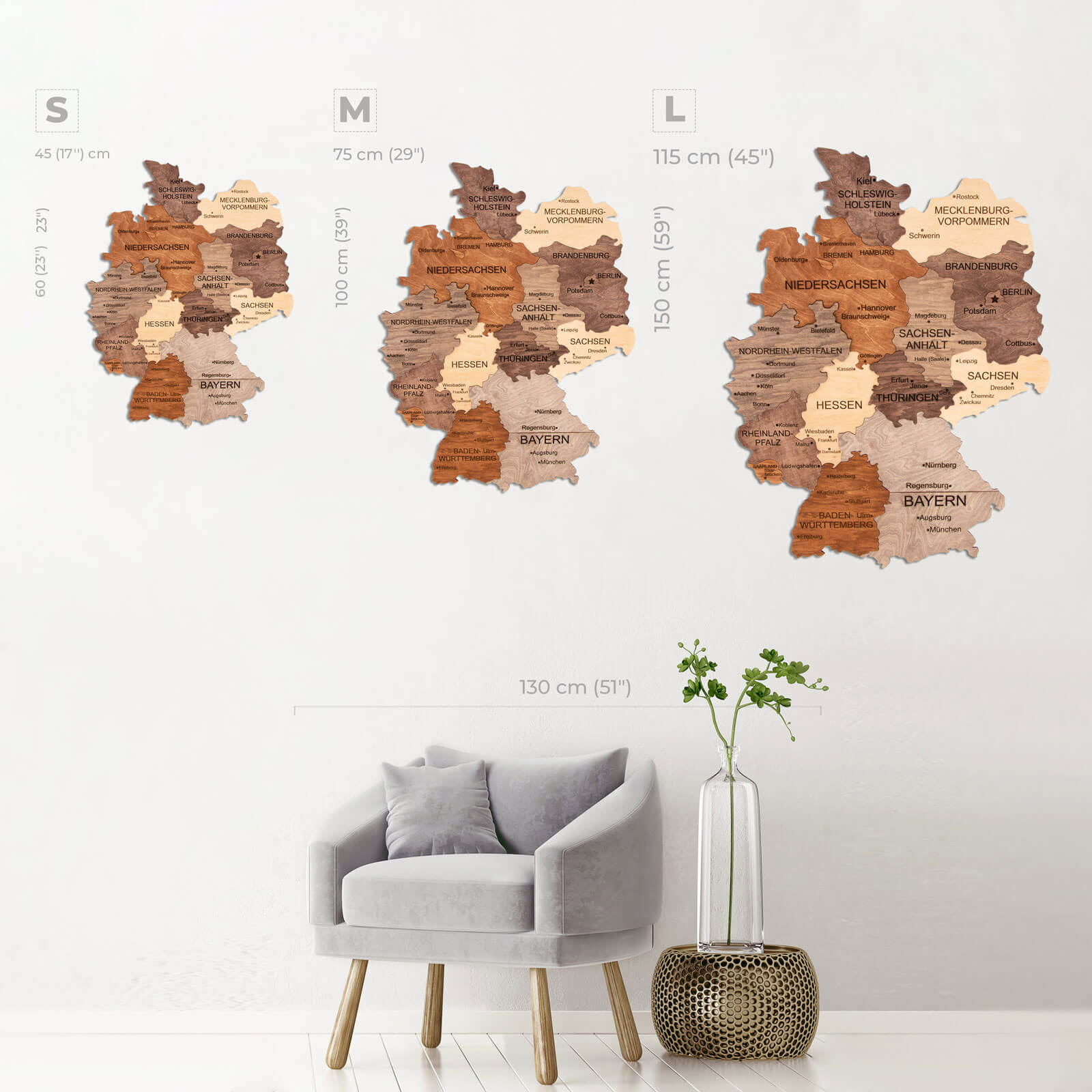 3D Germany Wooden Map Multicolor by Enjoy The Wood