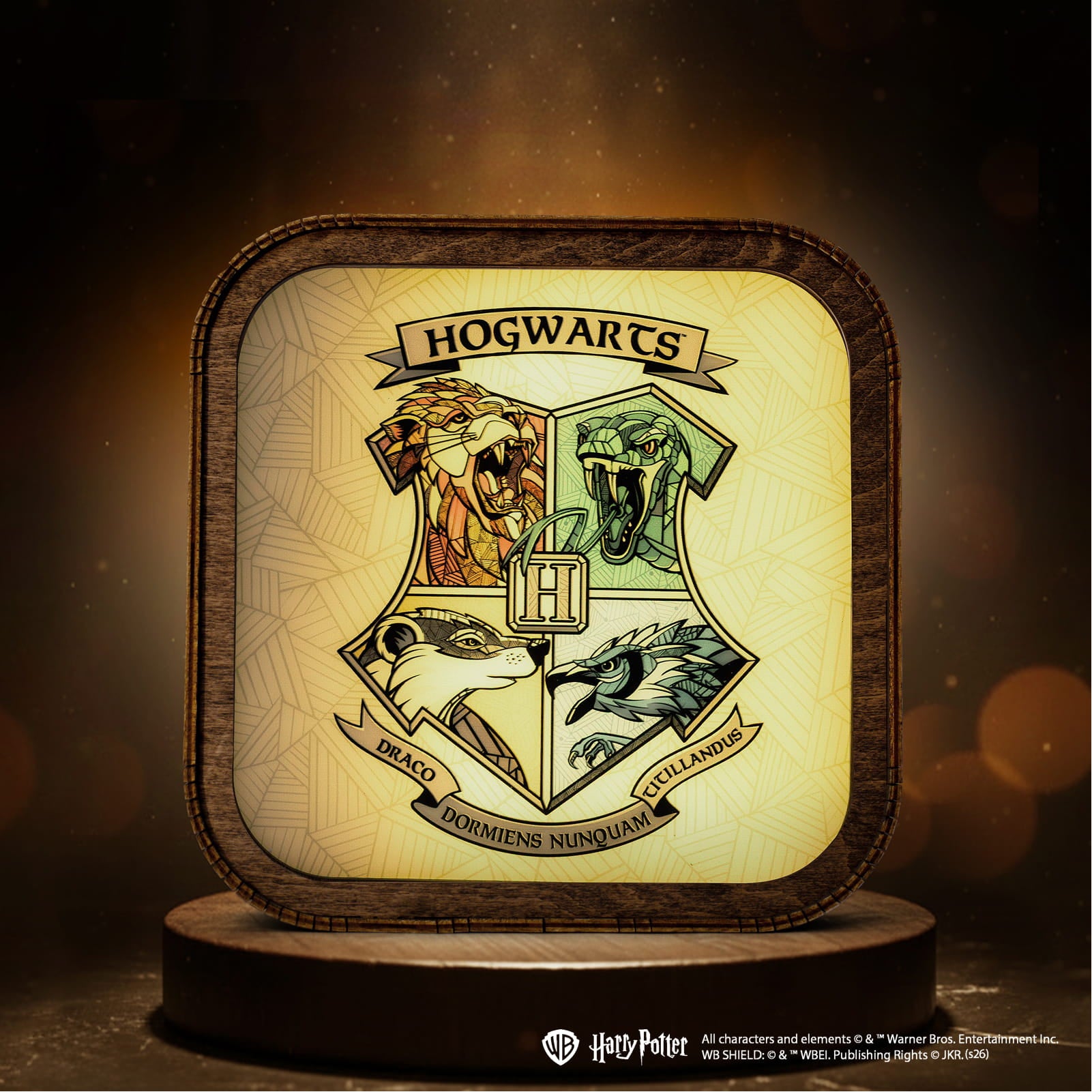 Veilleuse Harry Potter en bois acrylique-Blason de Poudlard