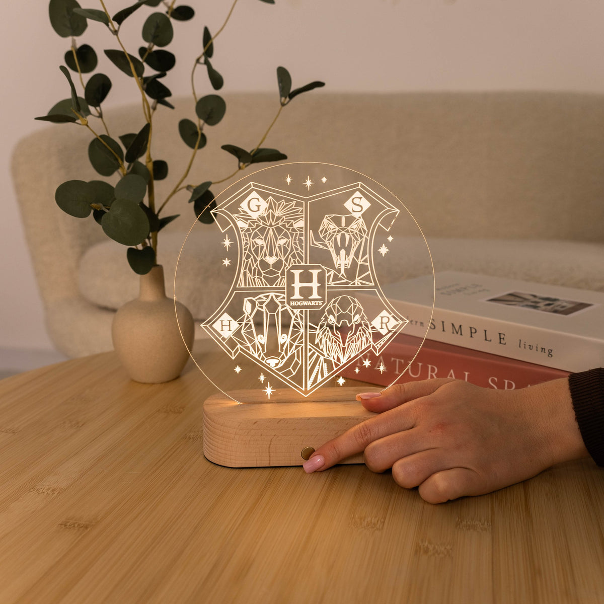 Acrylic Harry Potter Night Light - Hogwarts Crest by Enjoy The Wood 