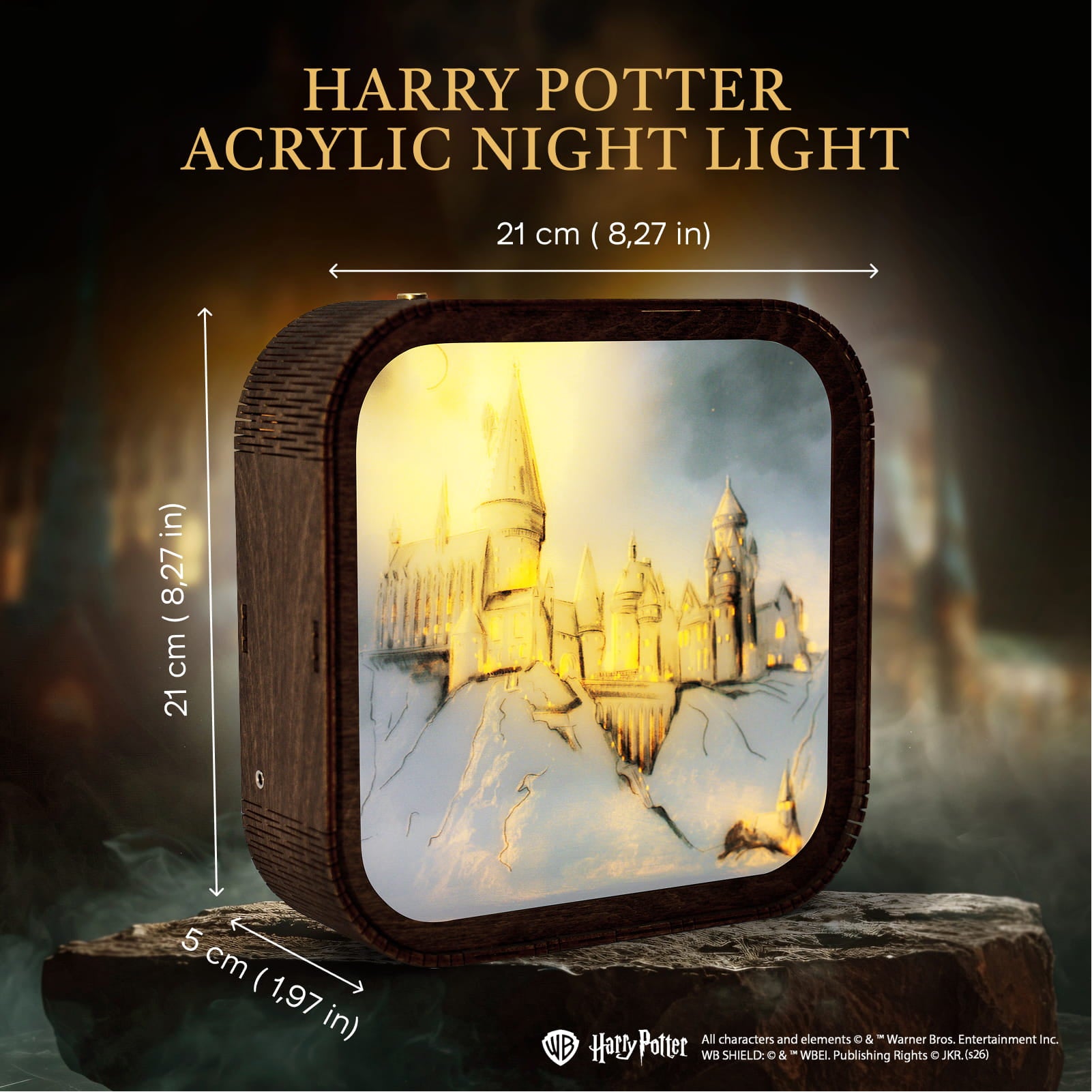 Wooden Acrylic Harry Potter Night Light - Hogwarts After Curfew by Enjoy The Wood 