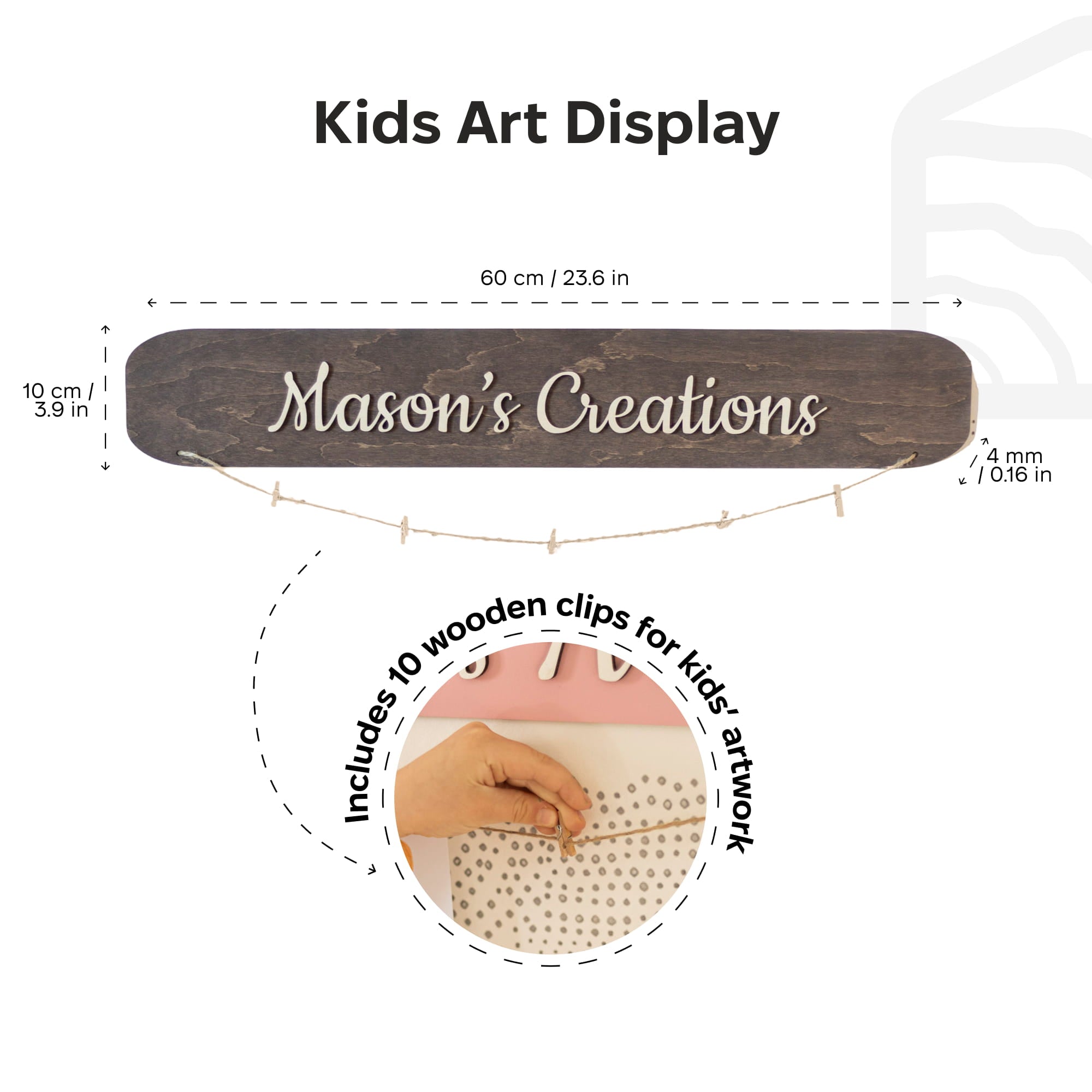 Kids Art Display Wall - Dark Walnut by Enjoy The Wood 