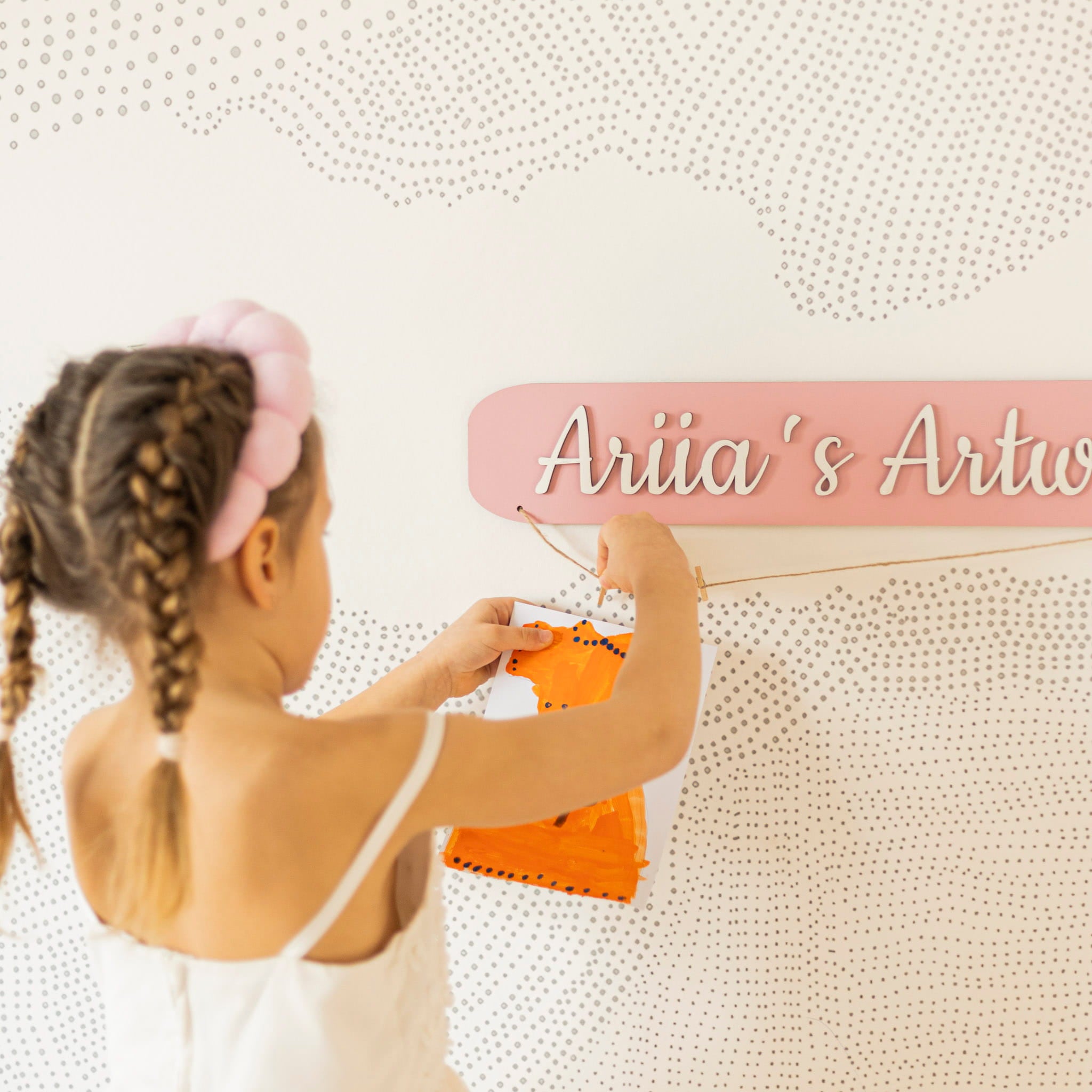 Kids Art Display Wall - Pink by Enjoy The Wood 