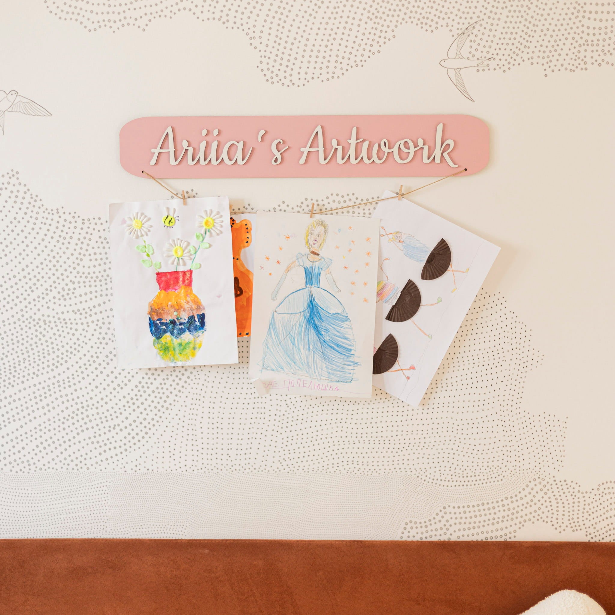 Kids Art Display Wall - Pink by Enjoy The Wood 