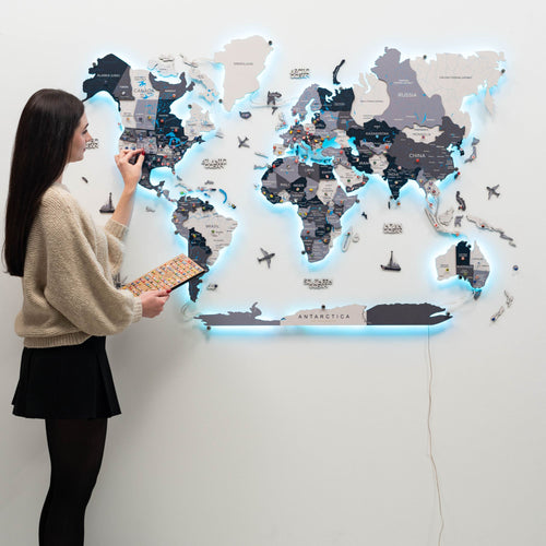 3D LED / LUMINOUS Wooden World Map Nordik ‣ Order Now