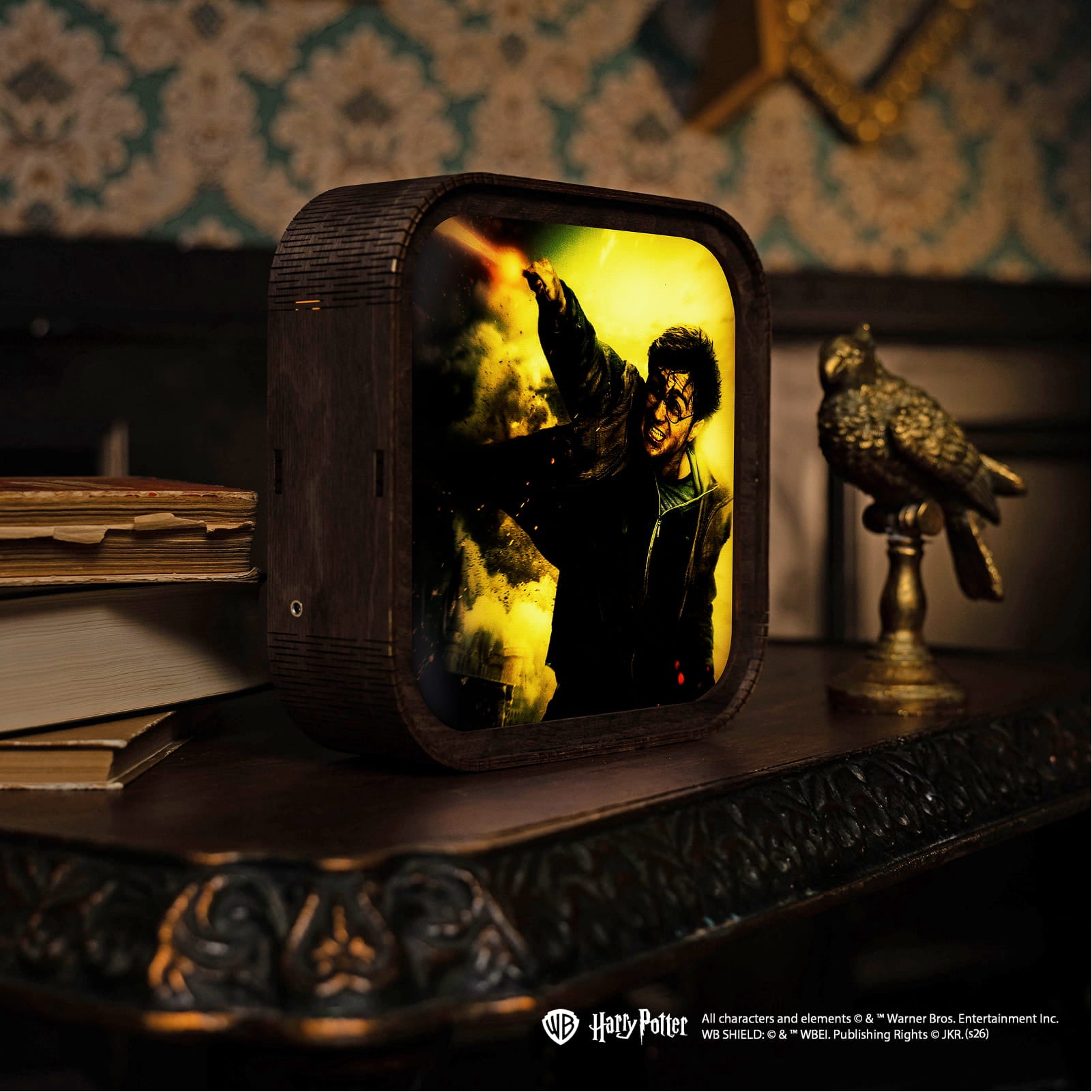 Lámpara de noche de madera y acrílico de Harry Potter - Luz de Expelliarmus