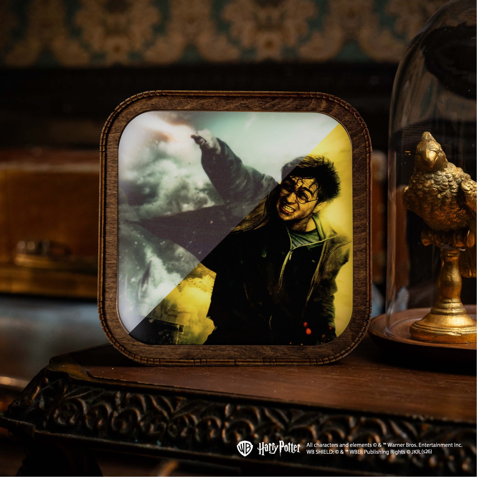 Lámpara de noche de madera y acrílico de Harry Potter - Luz de Expelliarmus