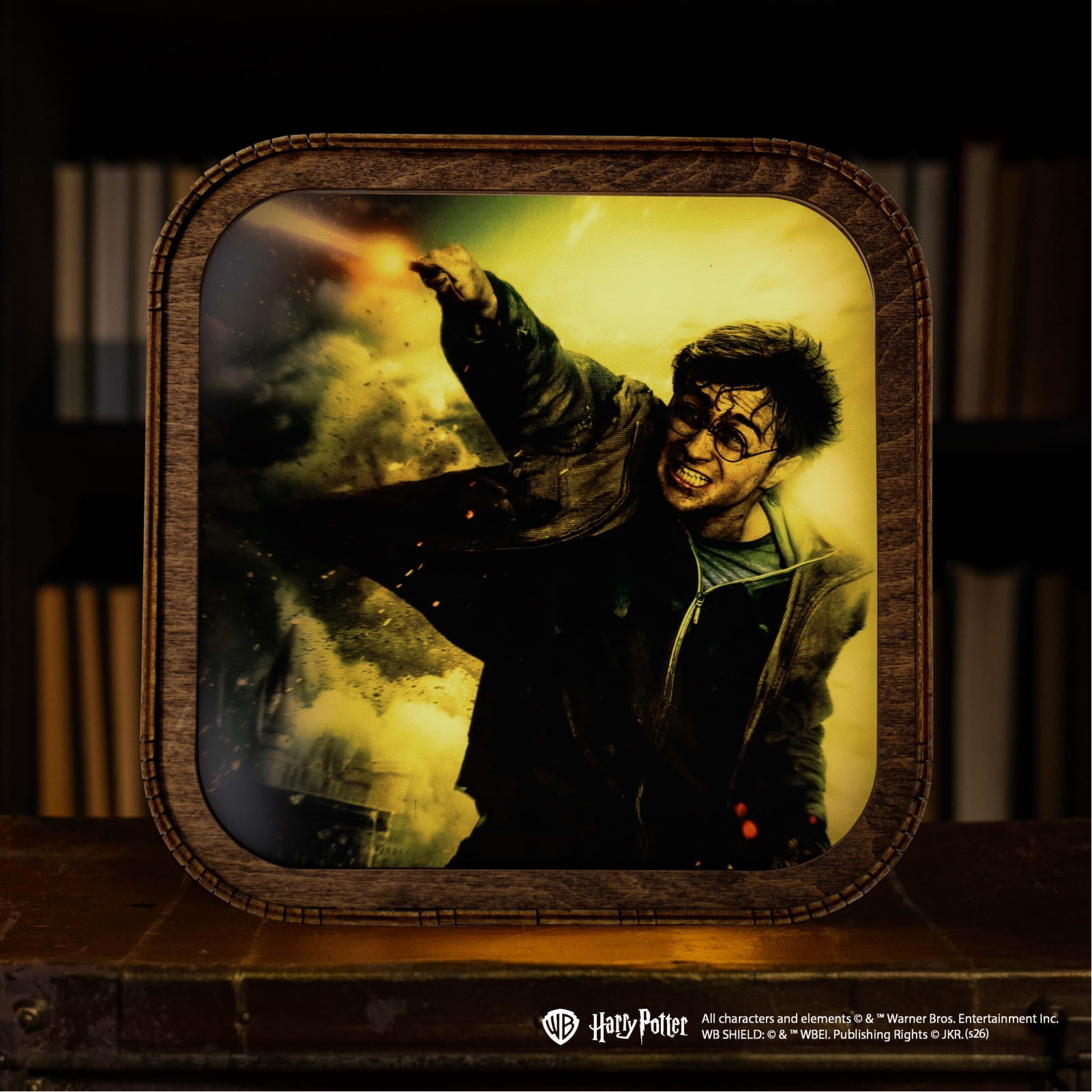 Lámpara de noche de madera y acrílico de Harry Potter - Luz de Expelliarmus