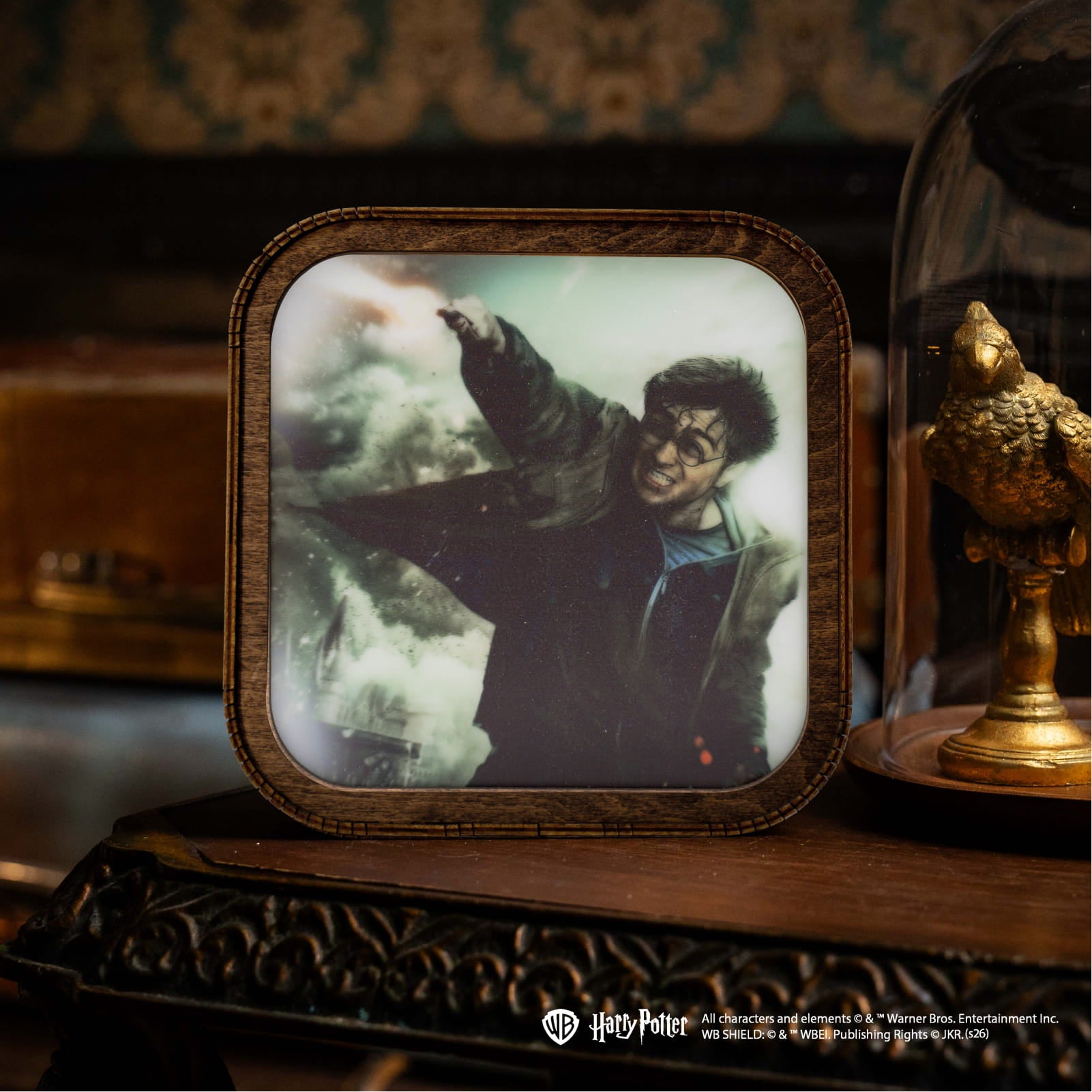 Lámpara de noche de madera y acrílico de Harry Potter - Luz de Expelliarmus