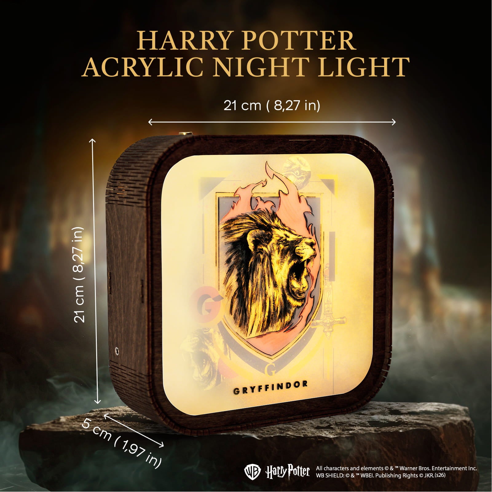 Wooden Acrylic Harry Potter Night Light - Lion of Gryffindor by Enjoy The Wood 