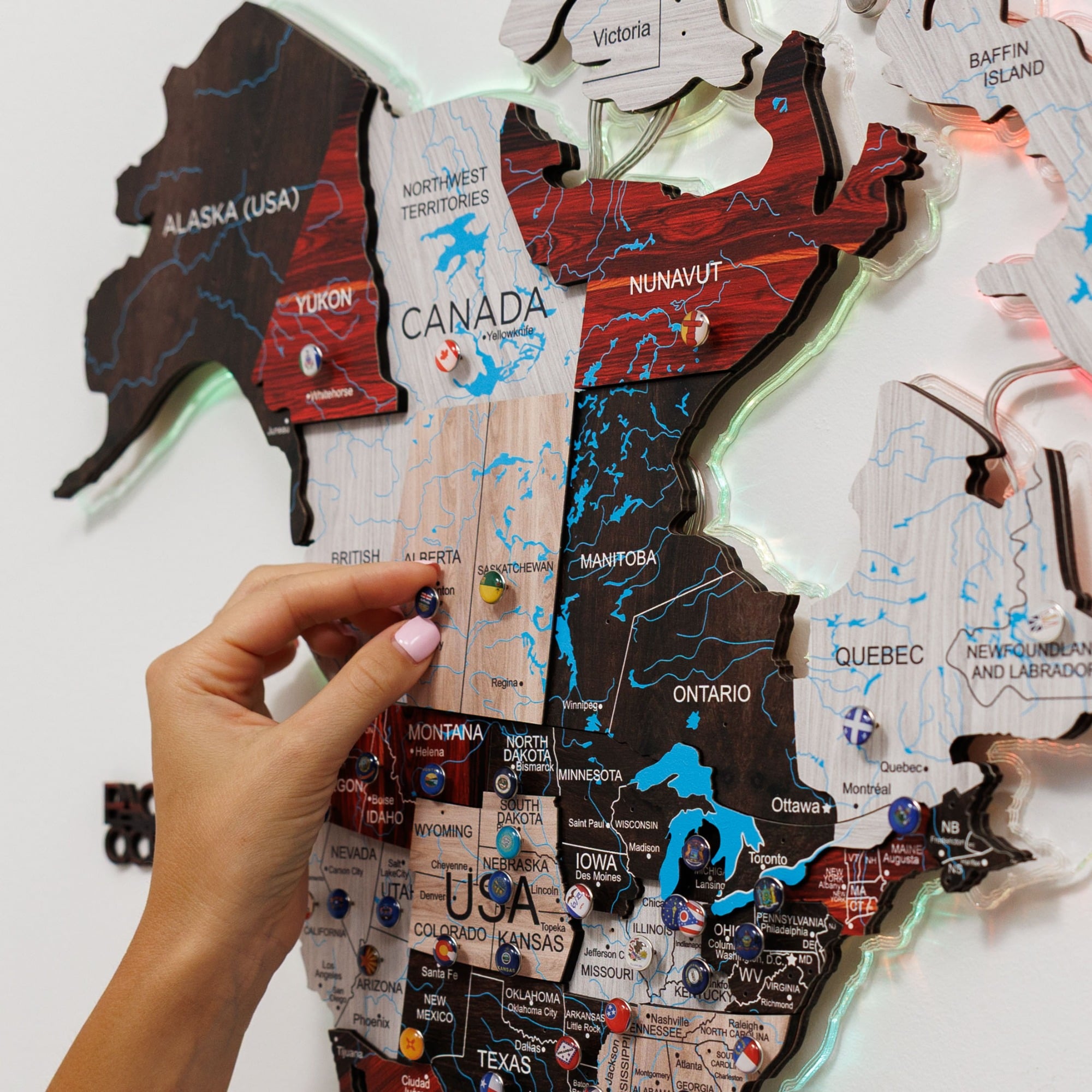 light up world map wall art