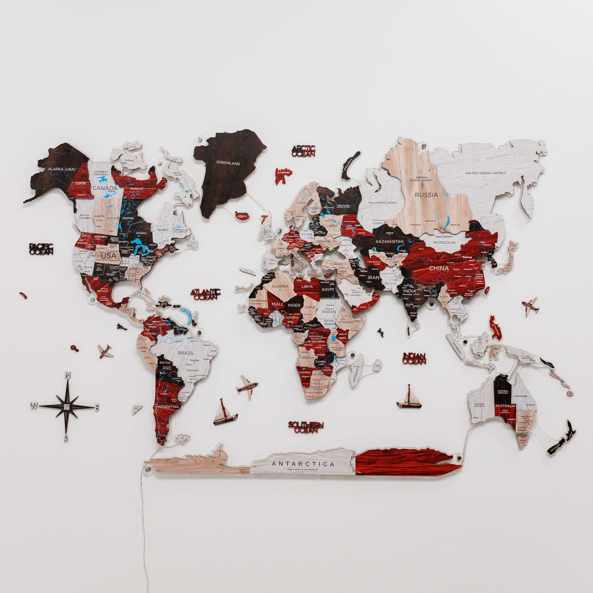 light up world map wall hanging