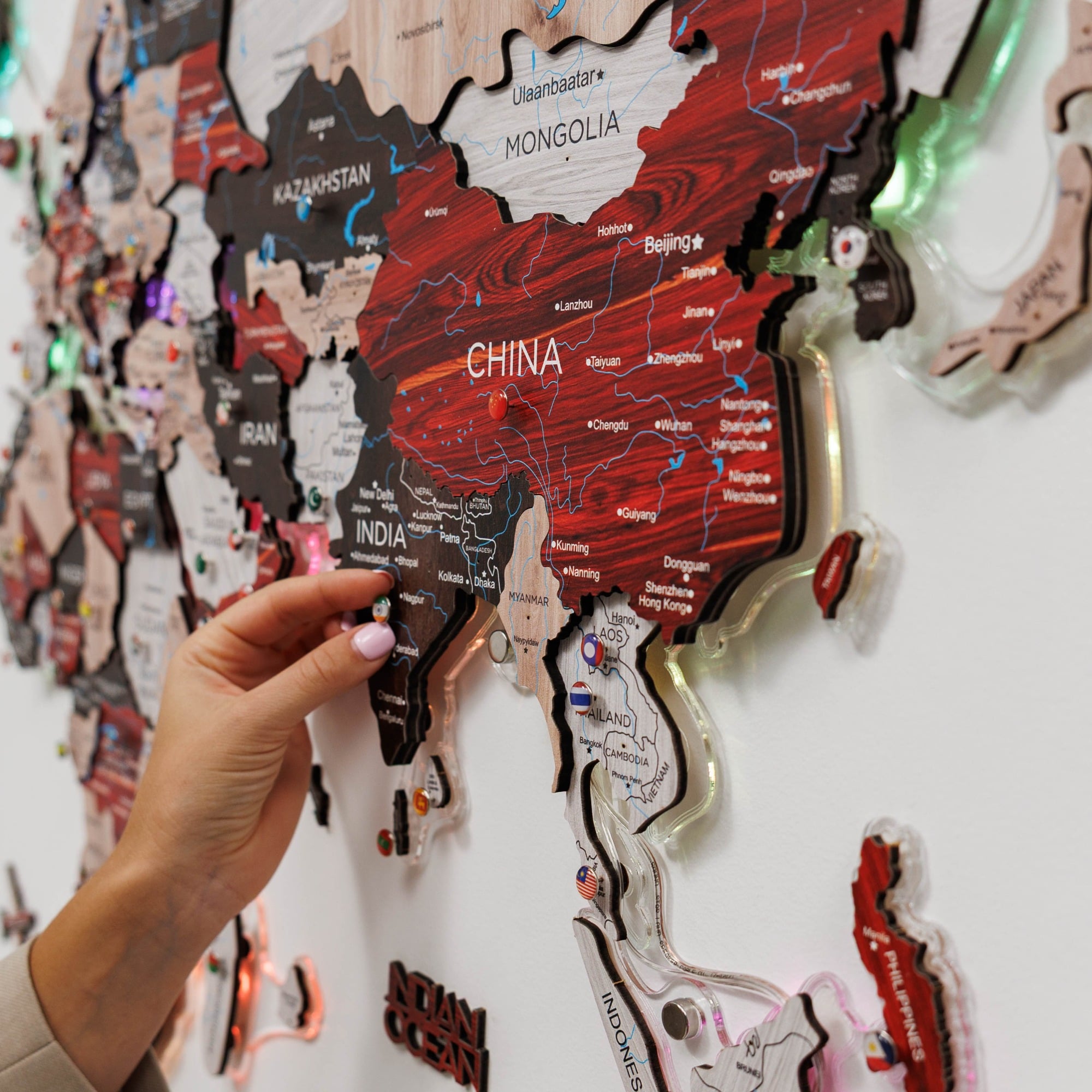 light up world map wall art