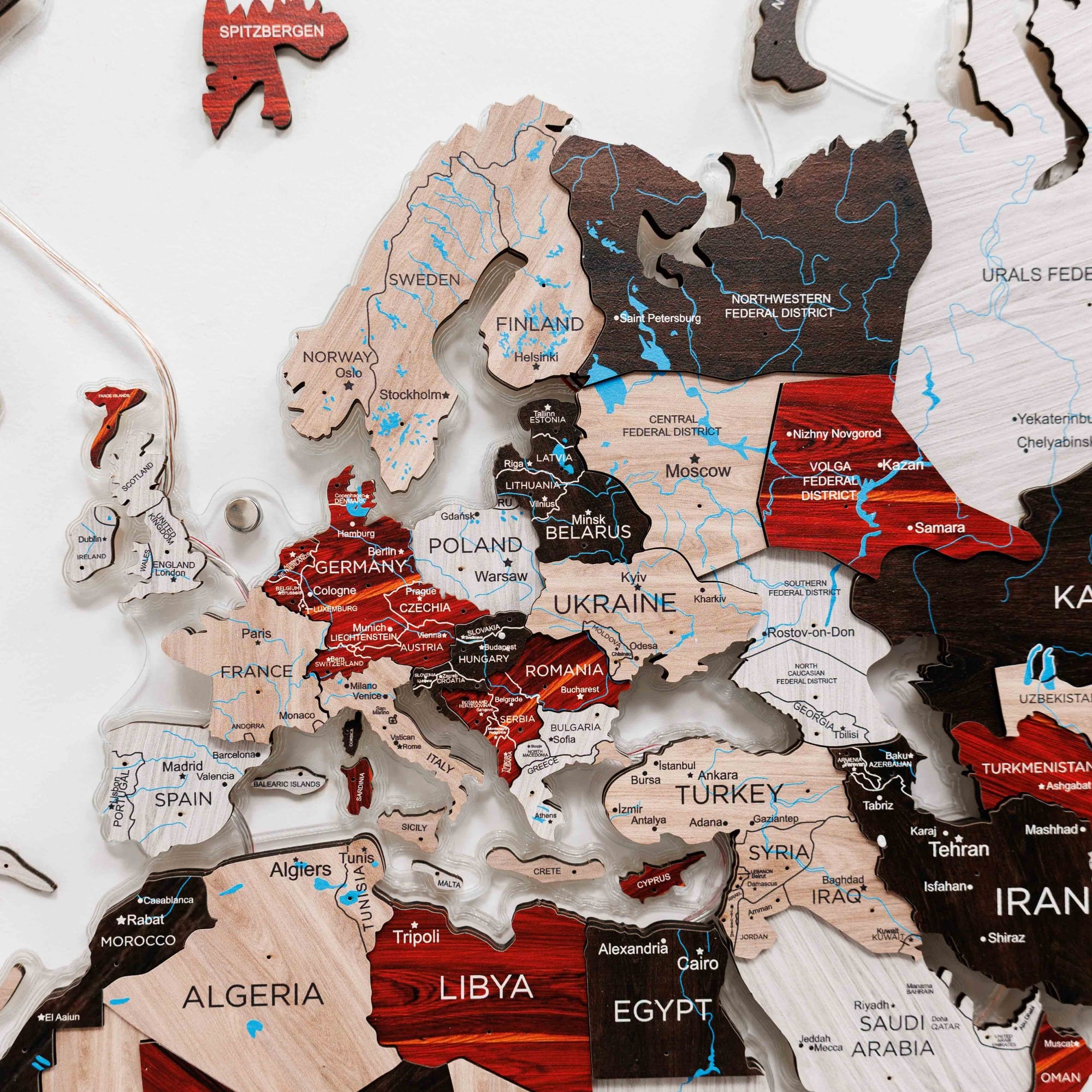 light up world map wall hanging