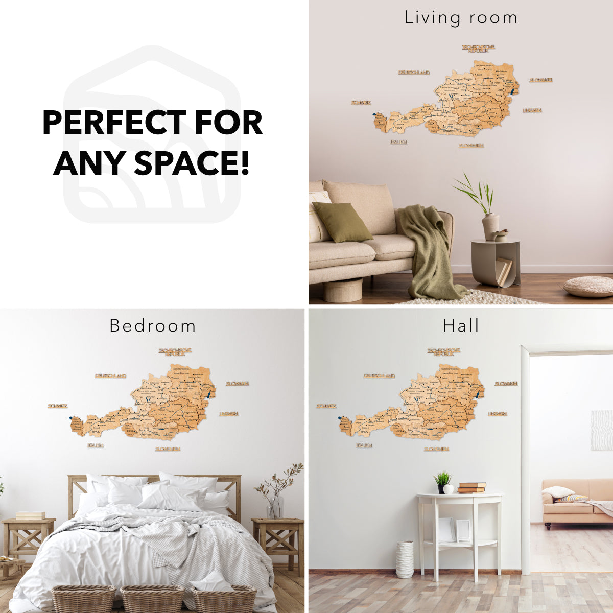 3D-Holzkarte des Vereinigten Königreichs – mehrfarbig