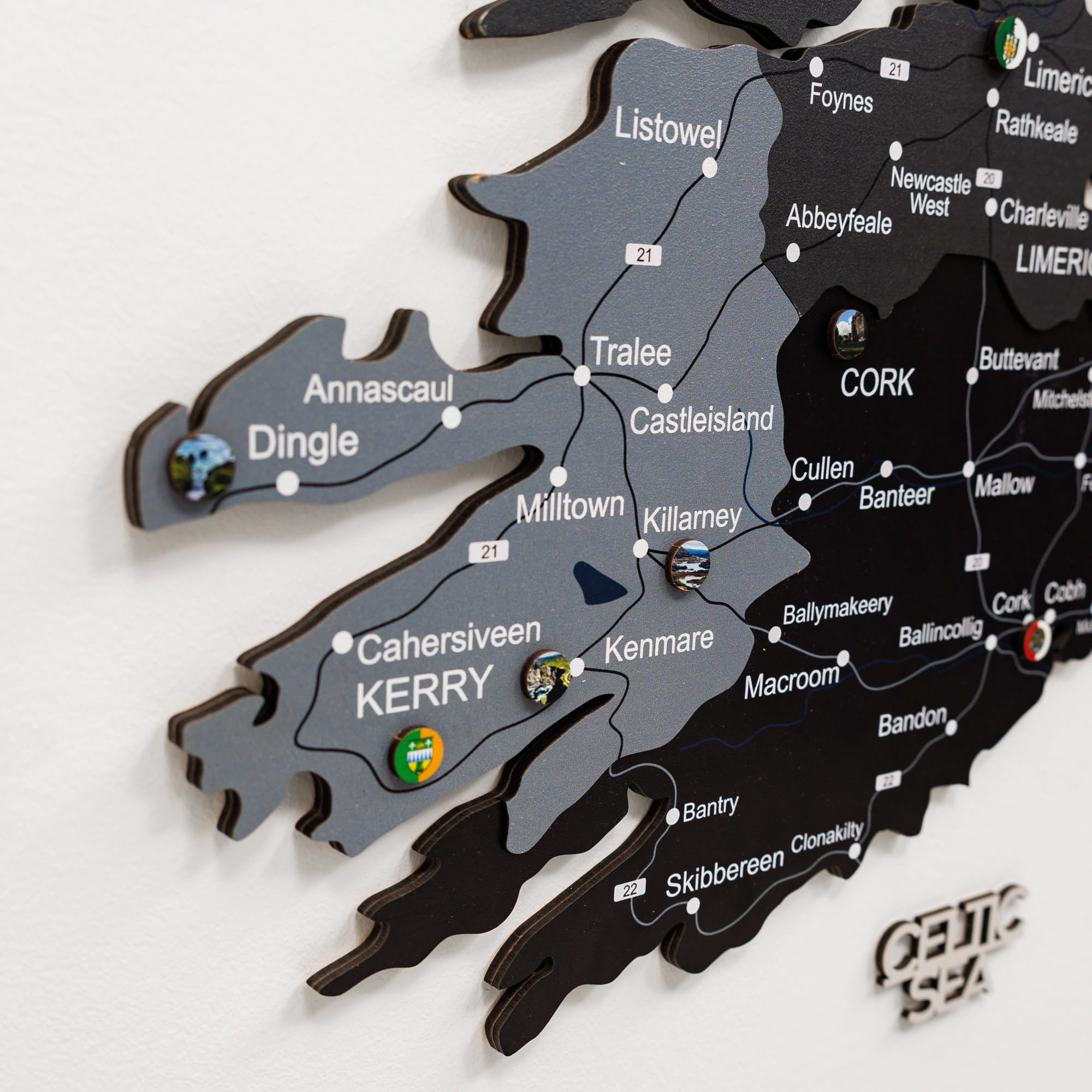 Map of Ireland with counties highlighted, focusing on Kerry.