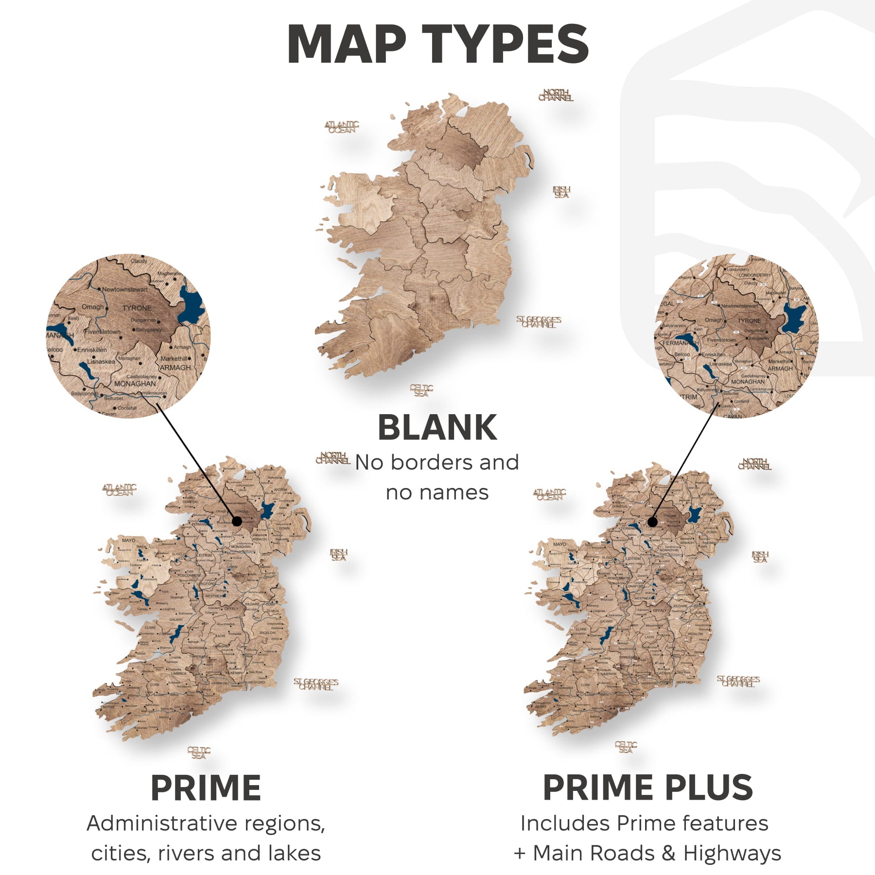 3D Wooden Map of Ireland - Terra by Enjoy The Wood 